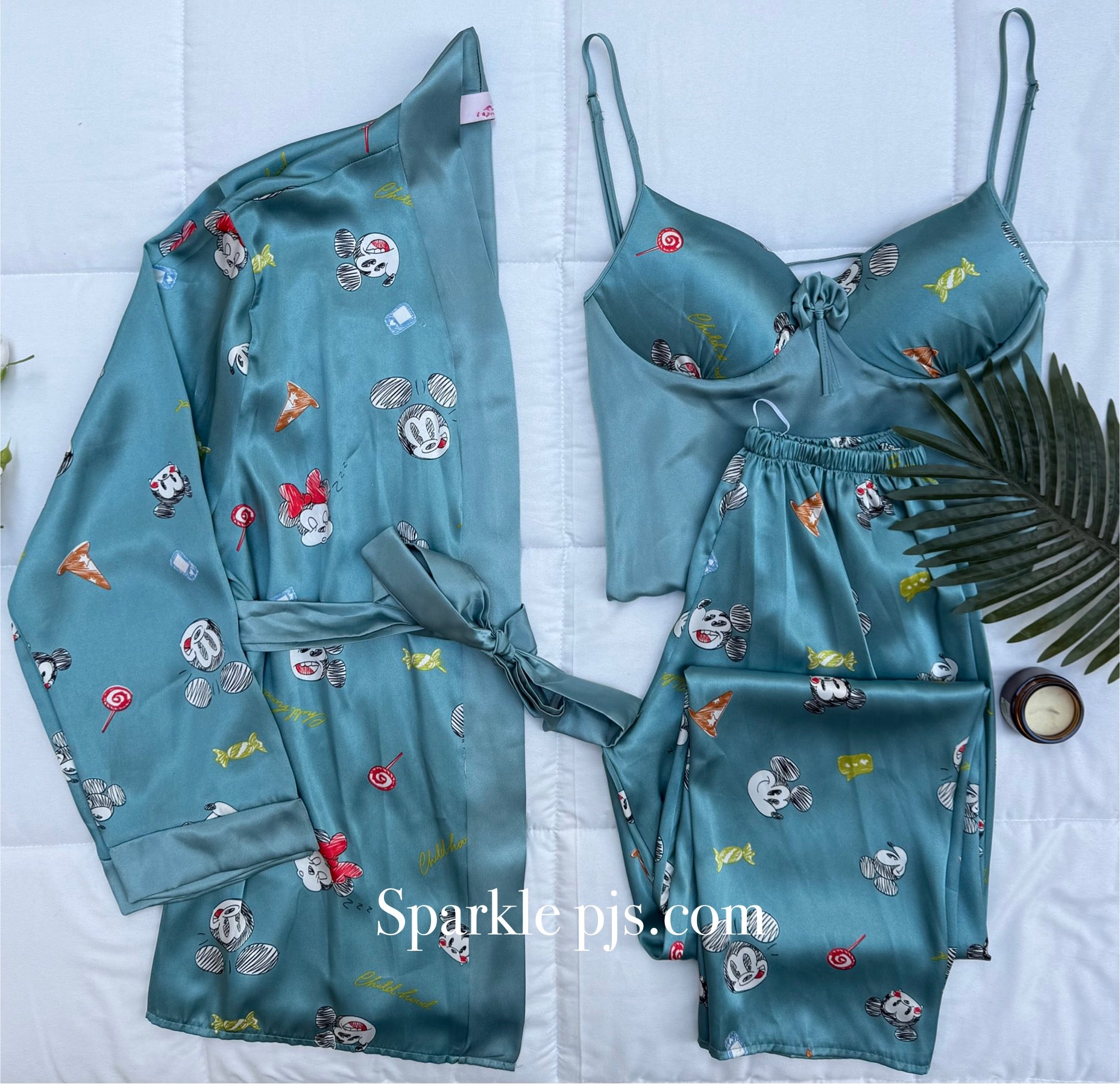 Midnight Cartoon Satin Lounge Set