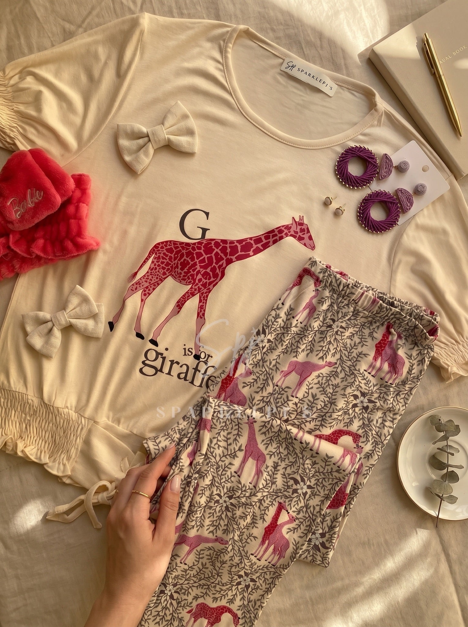 Pink Giraffe Pajama Set