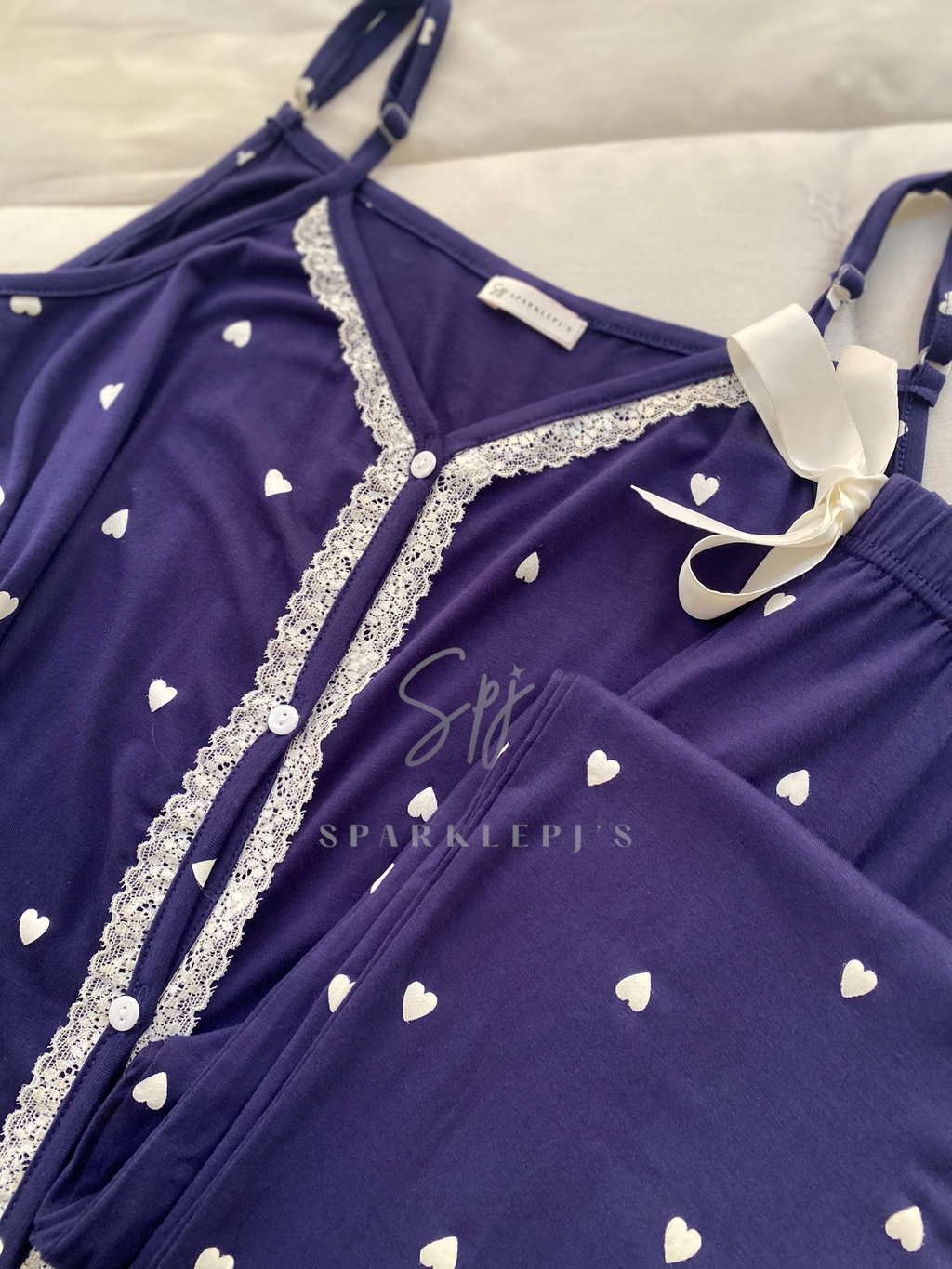 Sweet Hearts Lace Pajama Set