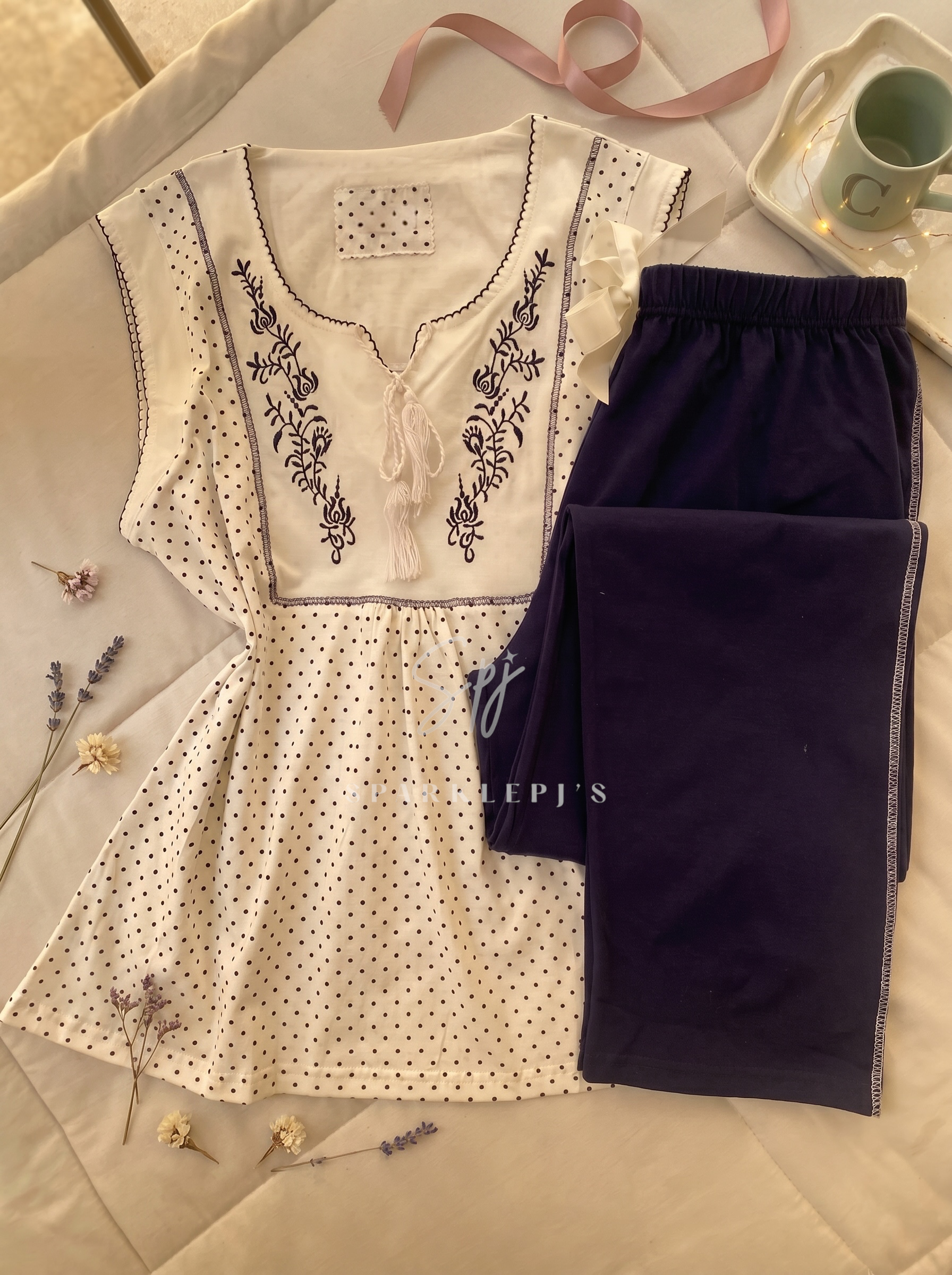 Navy Blossom Lounge Set