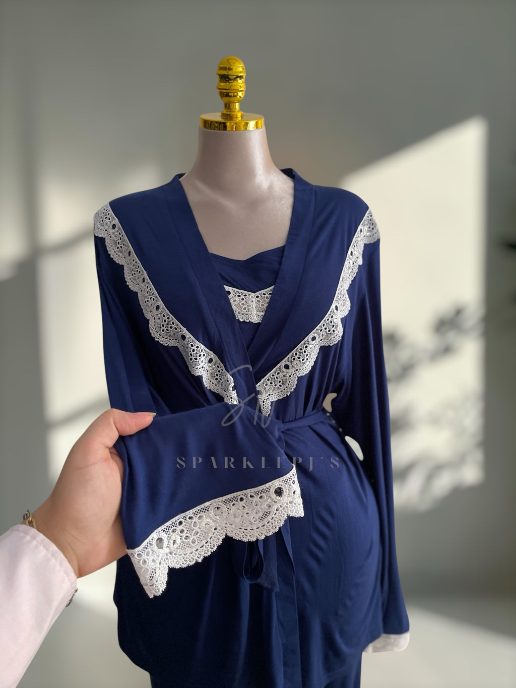Elegant Lace 3-Piece Pajama Set