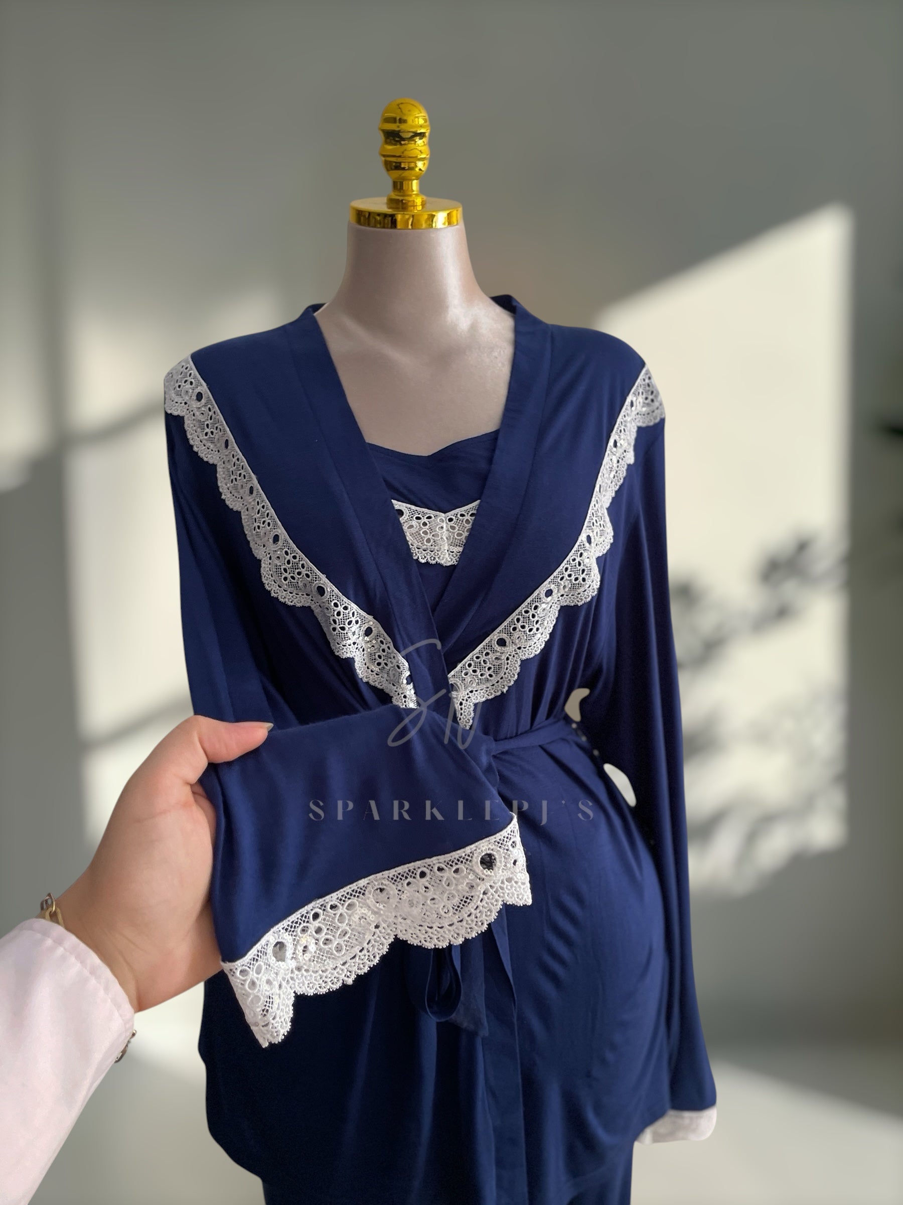 Elegant Lace 3-Piece Pajama Set