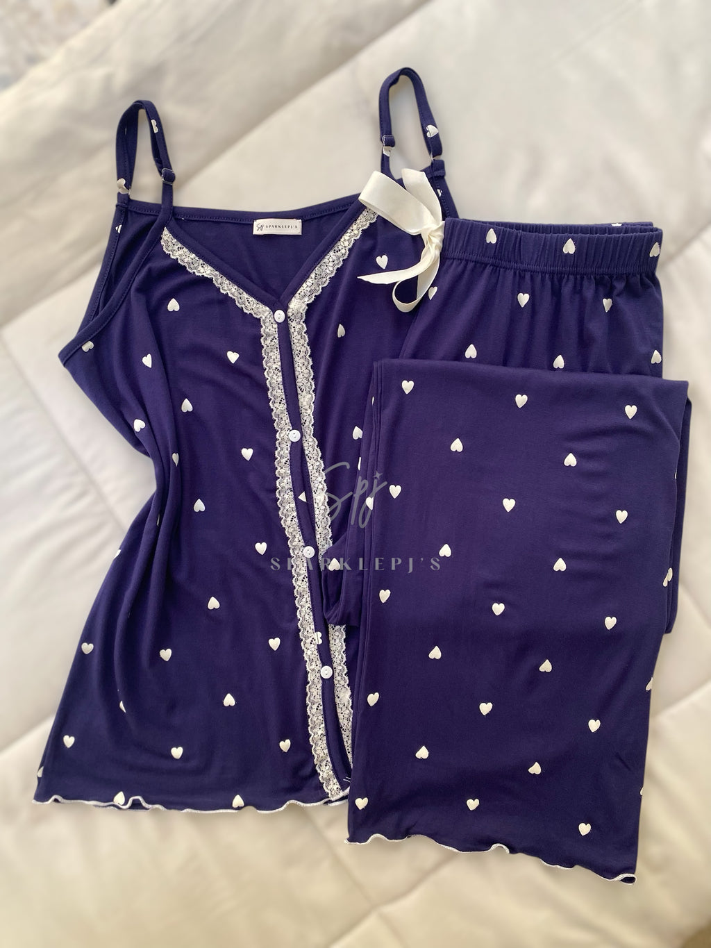 Sweet Hearts Lace Pajama Set