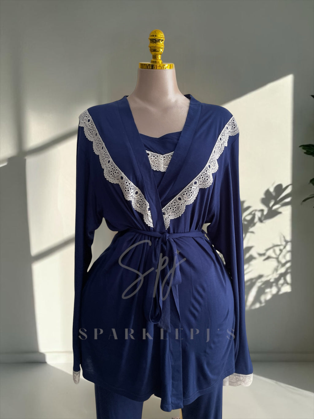 Elegant Lace 3-Piece Pajama Set