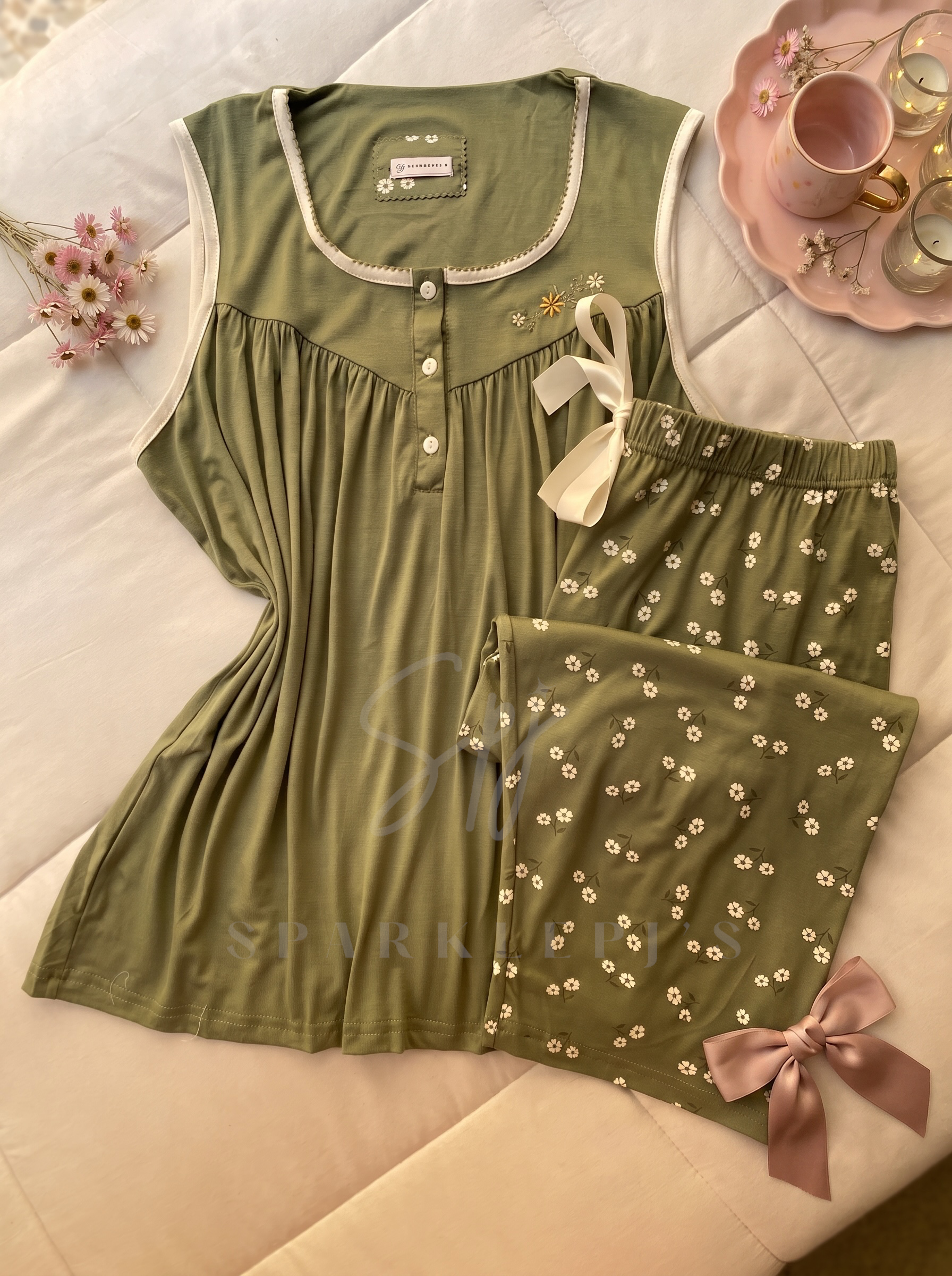 Gathered Floral Bermuda Set