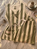 Olive Stripe Pajama Short Set
