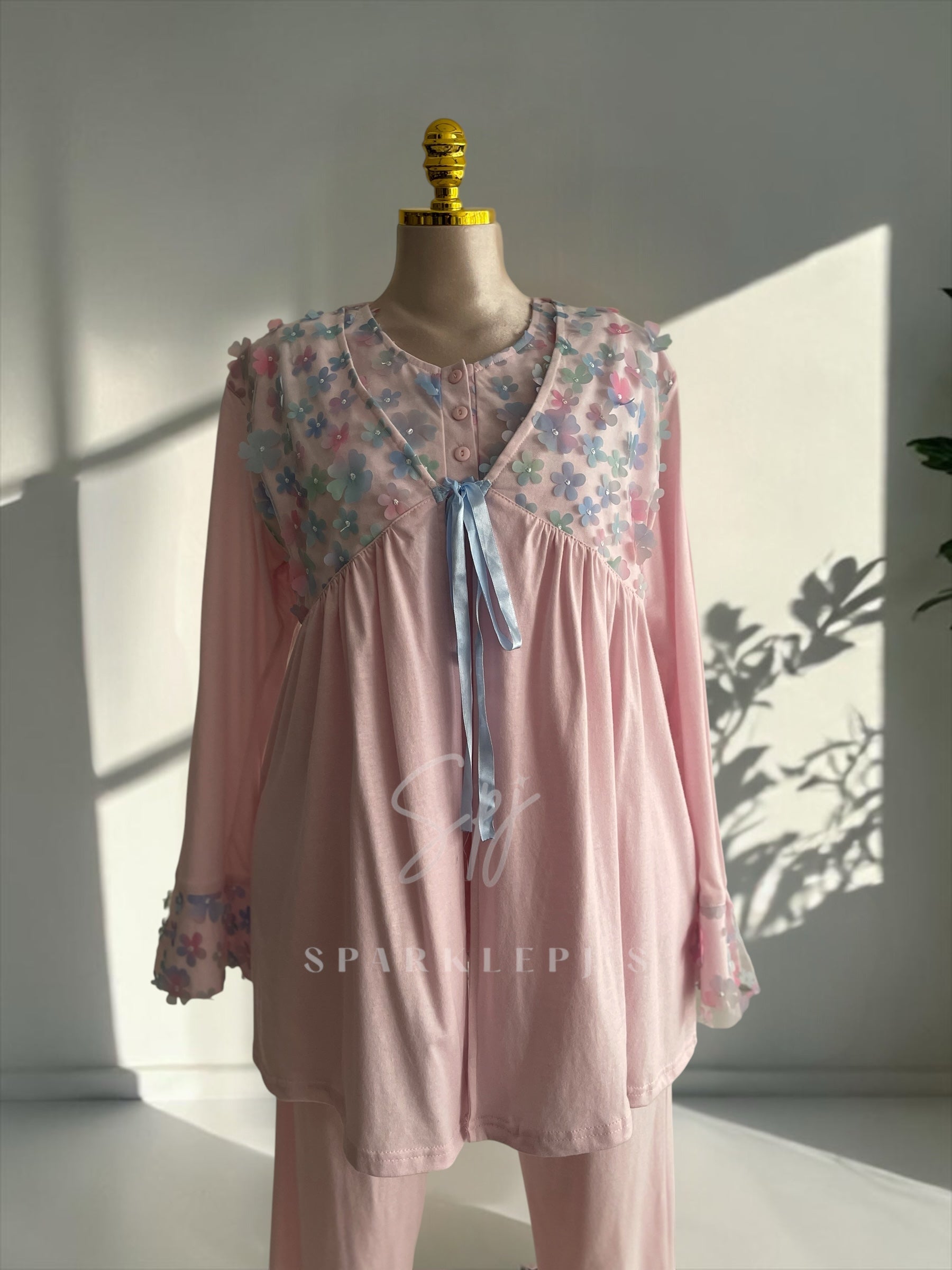 Elegant Blossom 3-Piece Pajama