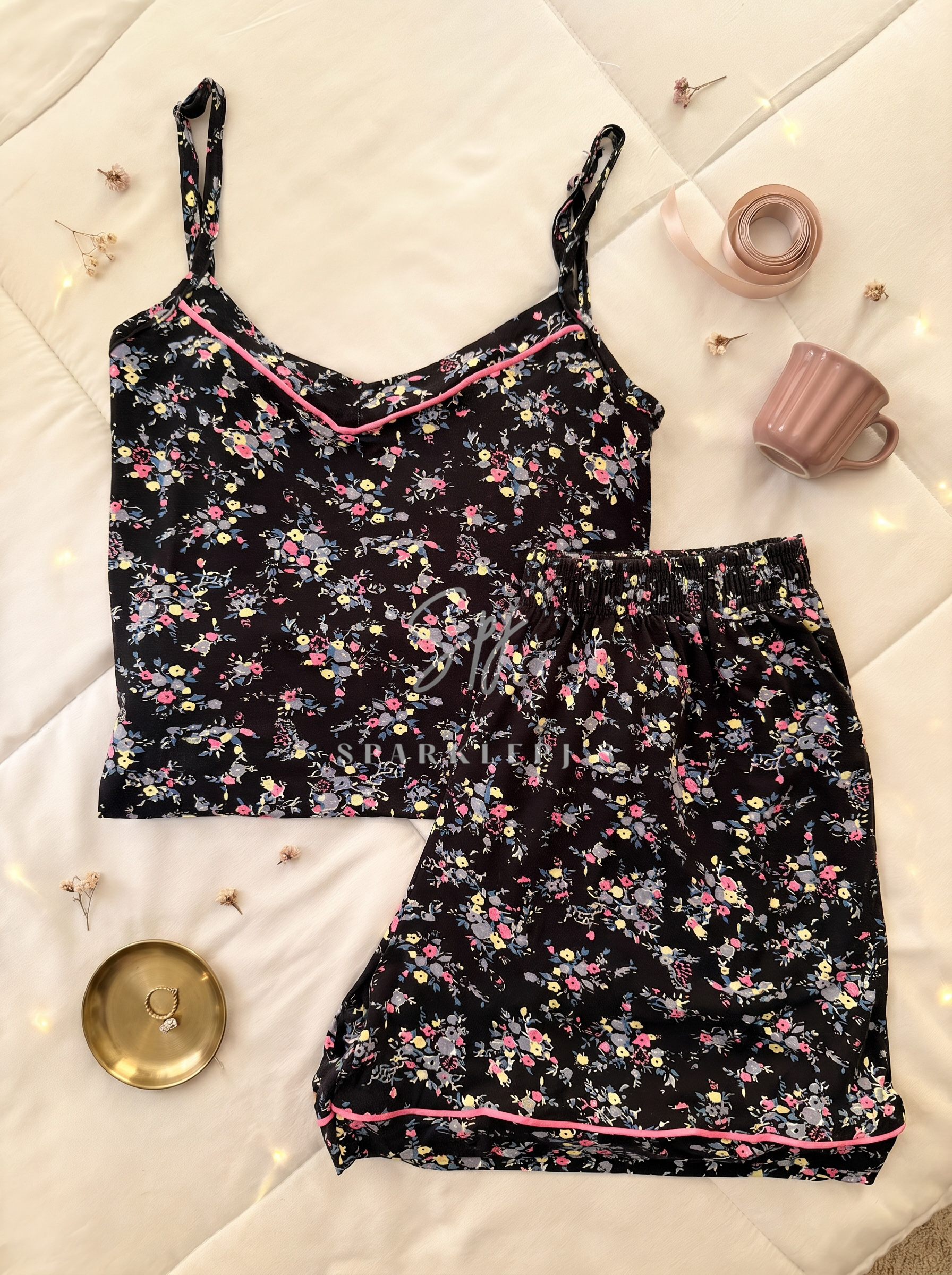 Midnight Blossom Pajama Set (Short)