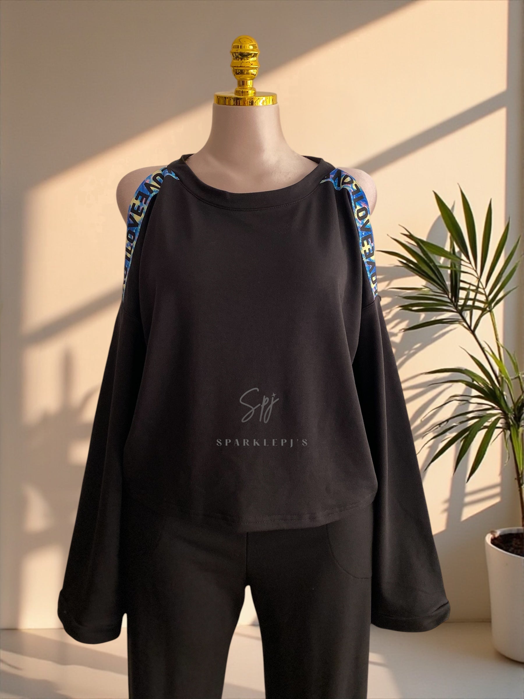 Love Tape Off-Shoulder Pajama Set
