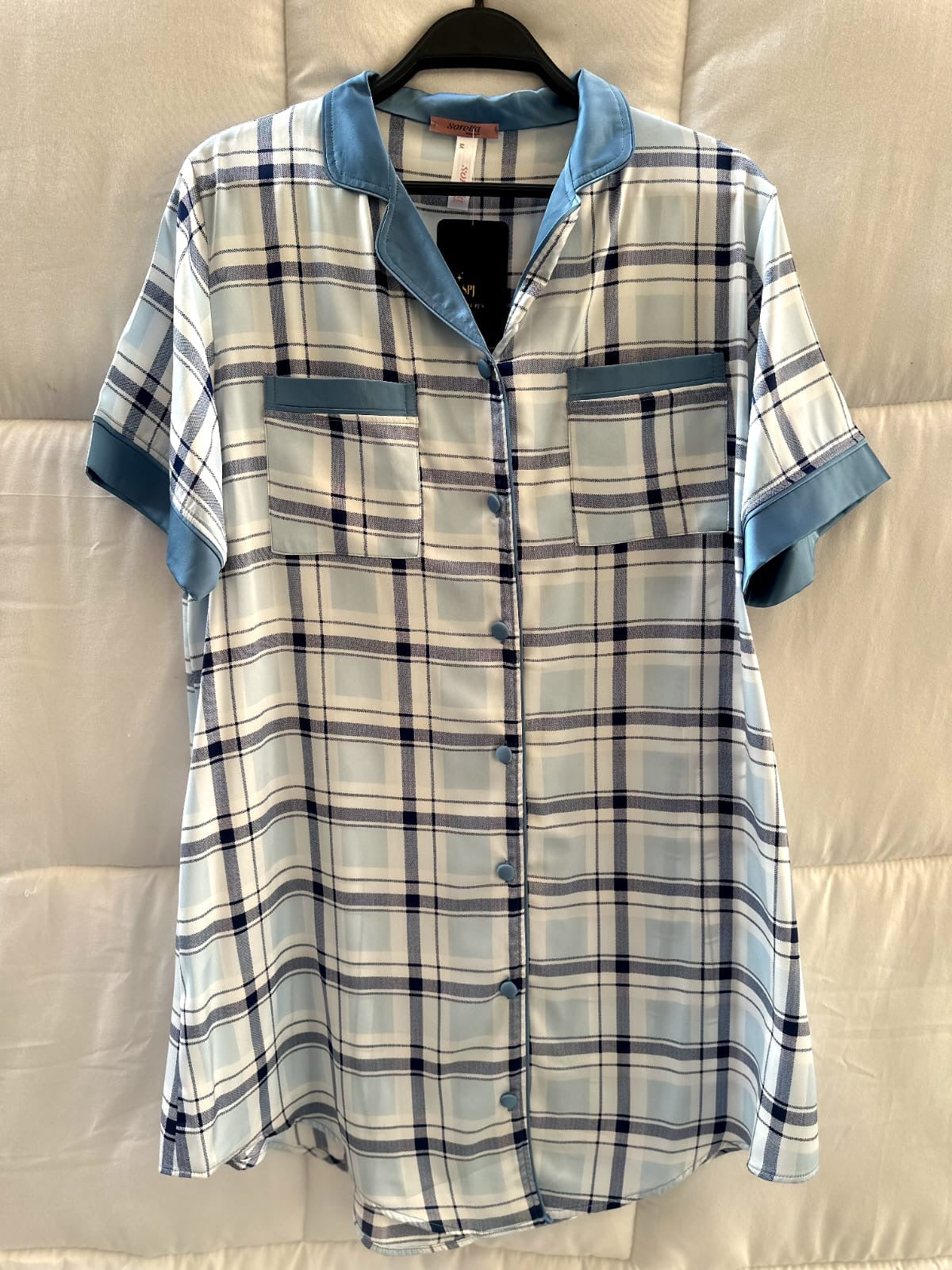 Satin Plaid  Night dress