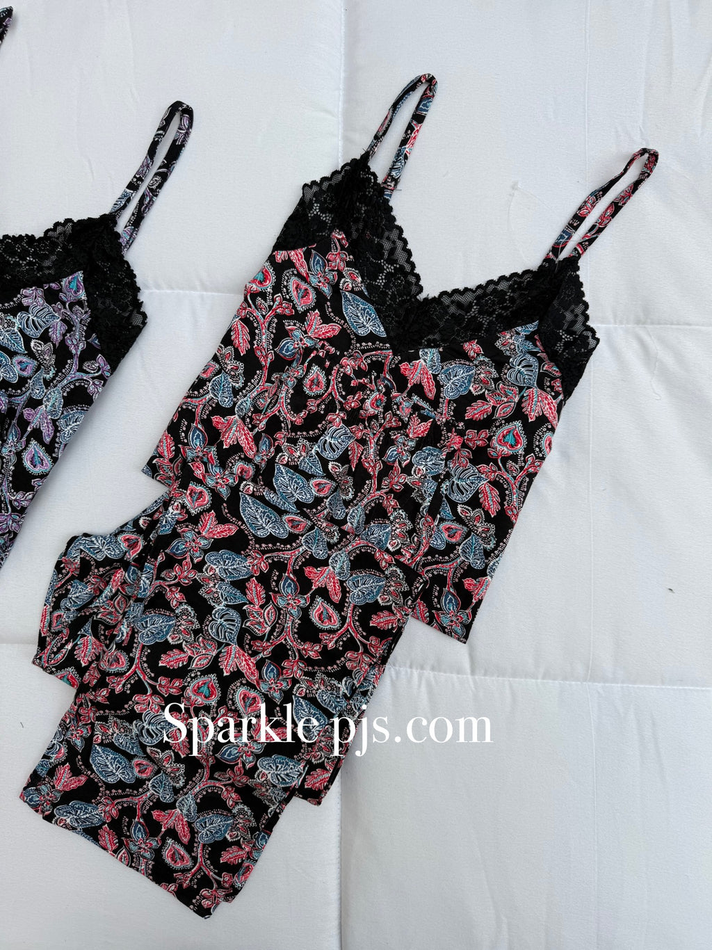 Midnight Paisley Lace Pajama Set