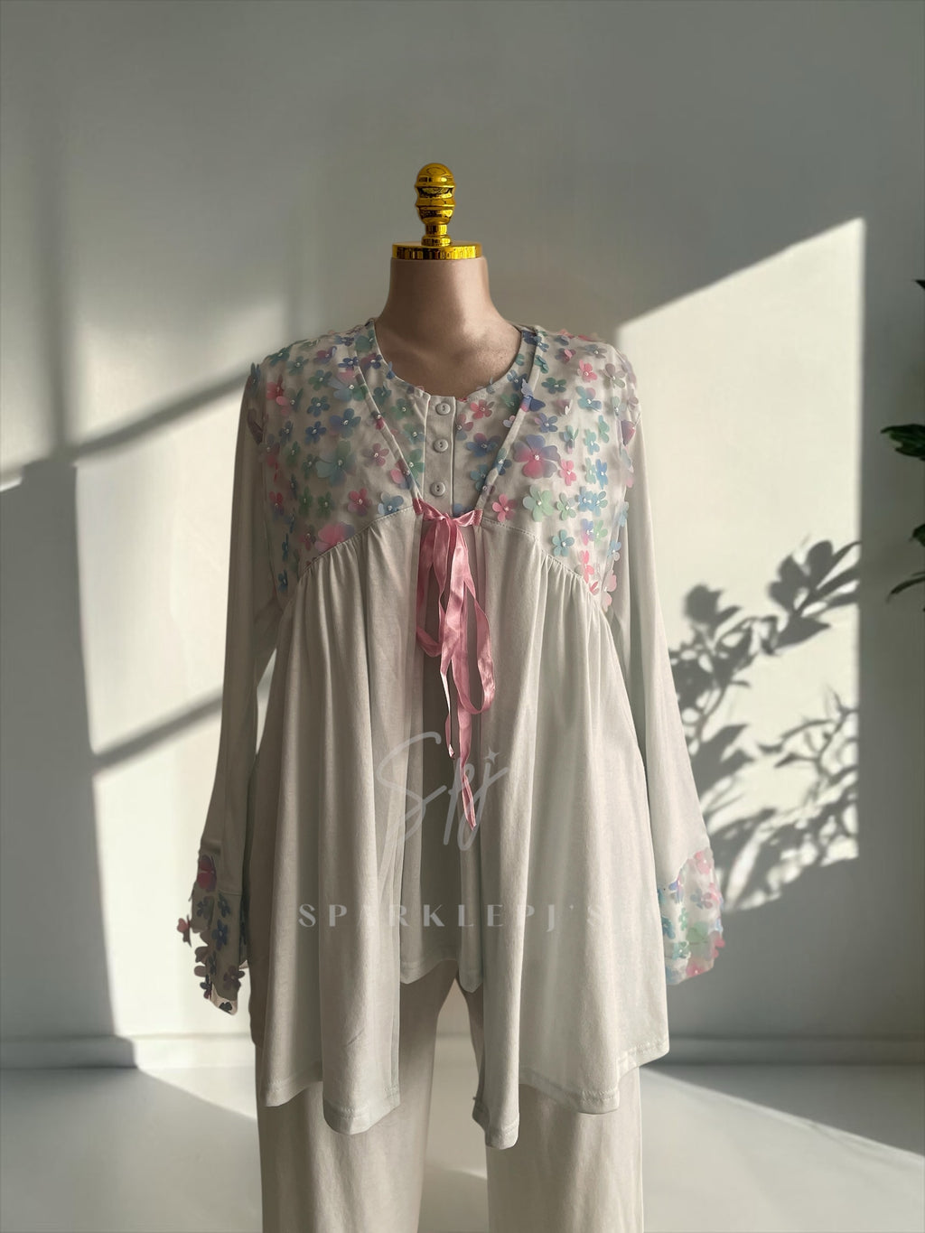 Elegant Blossom 3-Piece Pajama