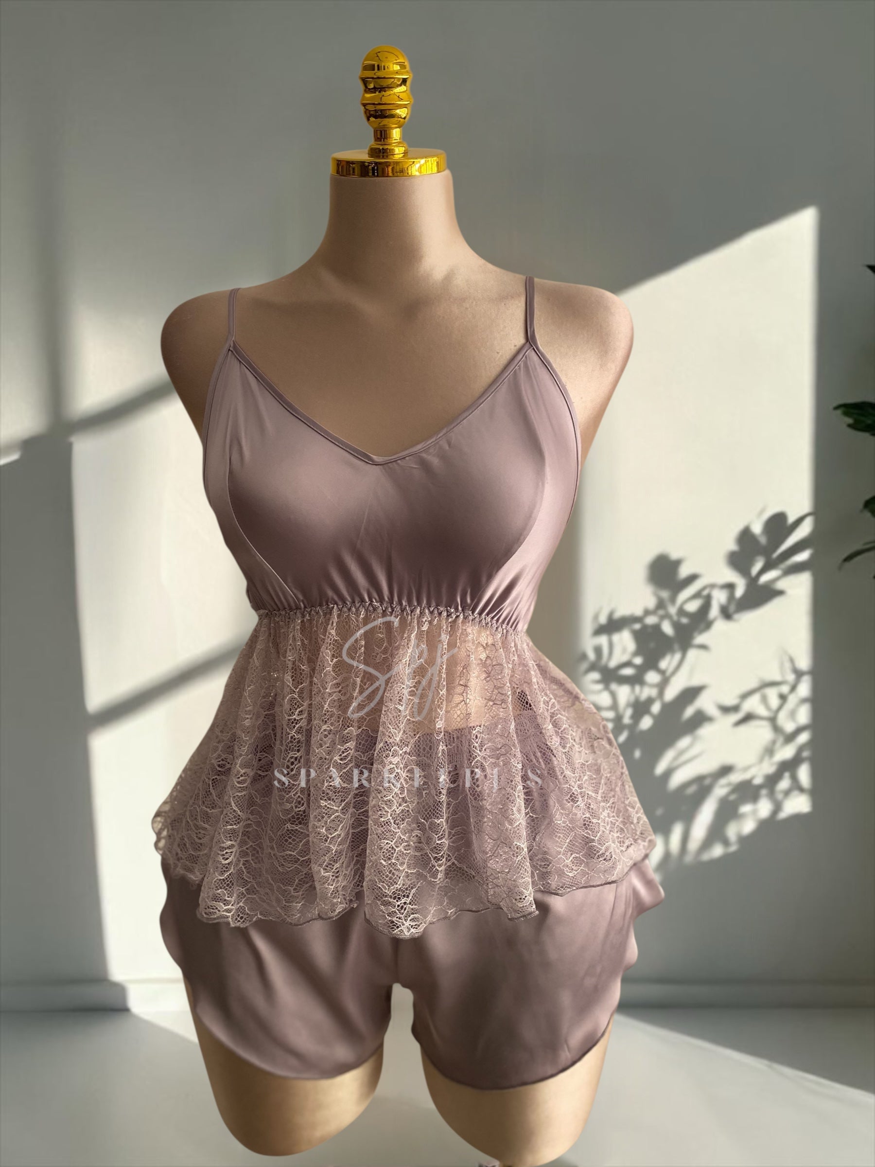 Elegant Lace 4-Piece Satin Set