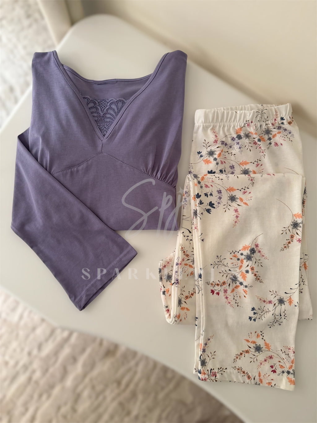 Elegant Lace Touch Pajama (Long-Sleeve)