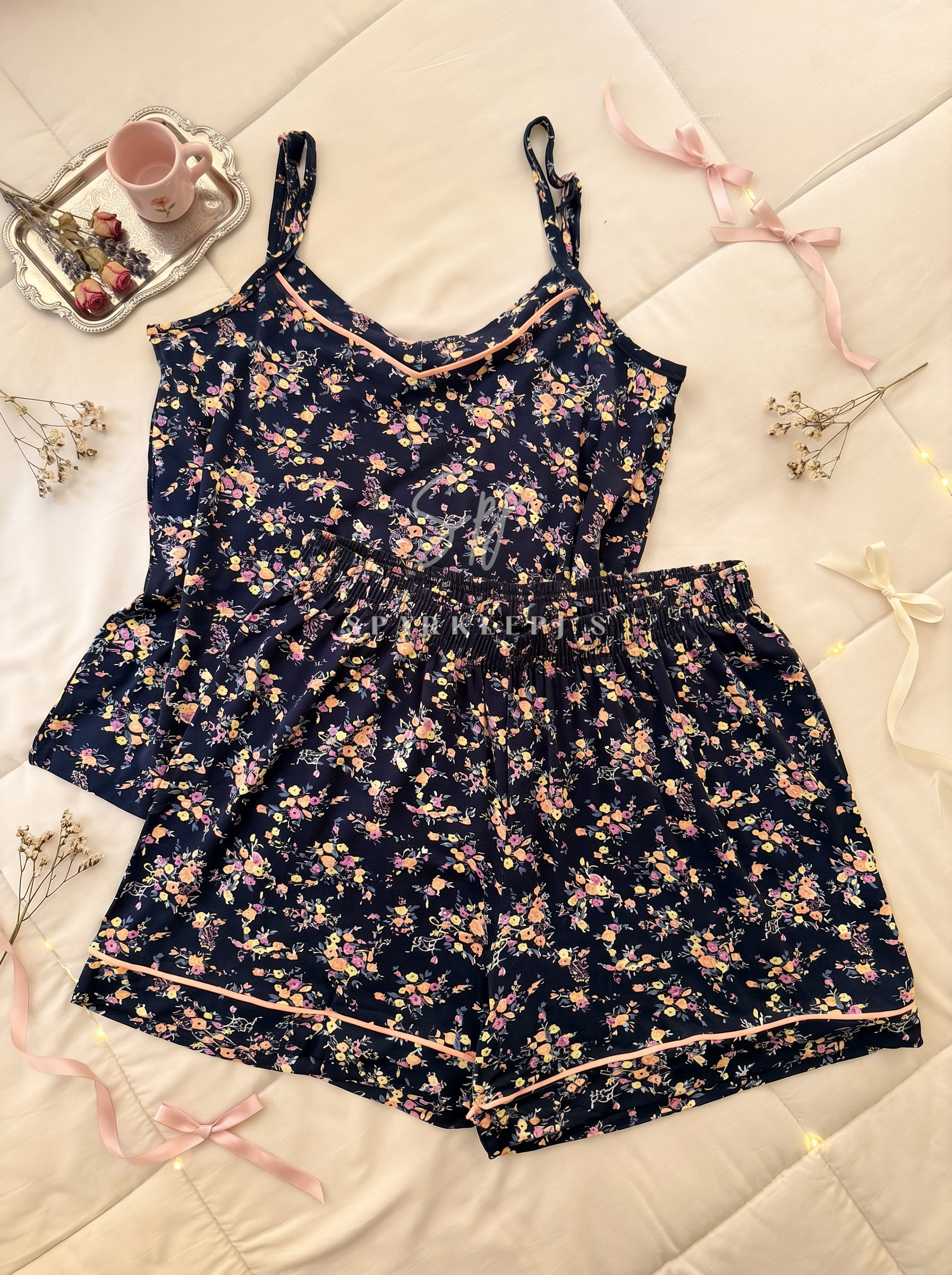 Midnight Blossom Pajama Set (Short)