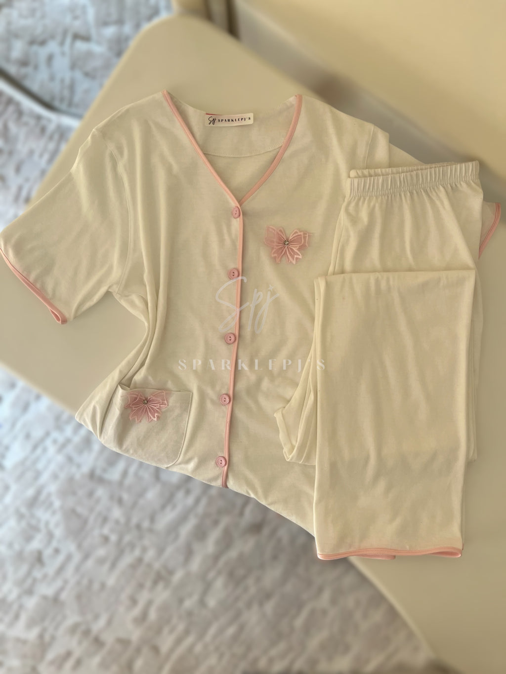 Cozy Bow Lounge Set (Short-Sleeve)
