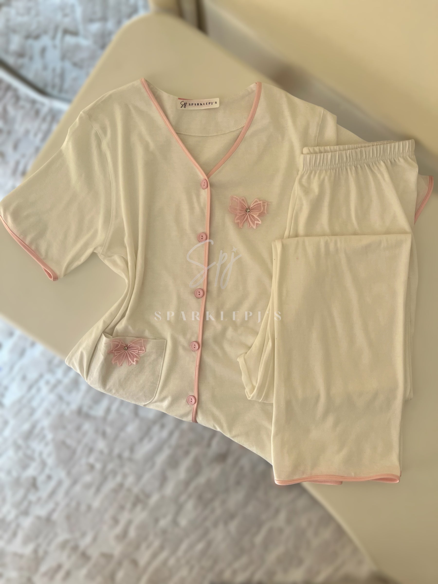 Cozy Bow Lounge Set (Short-Sleeve)