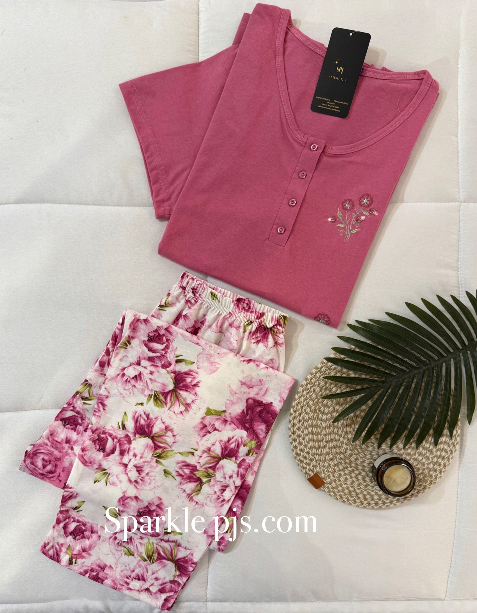 Floral pink pajamas