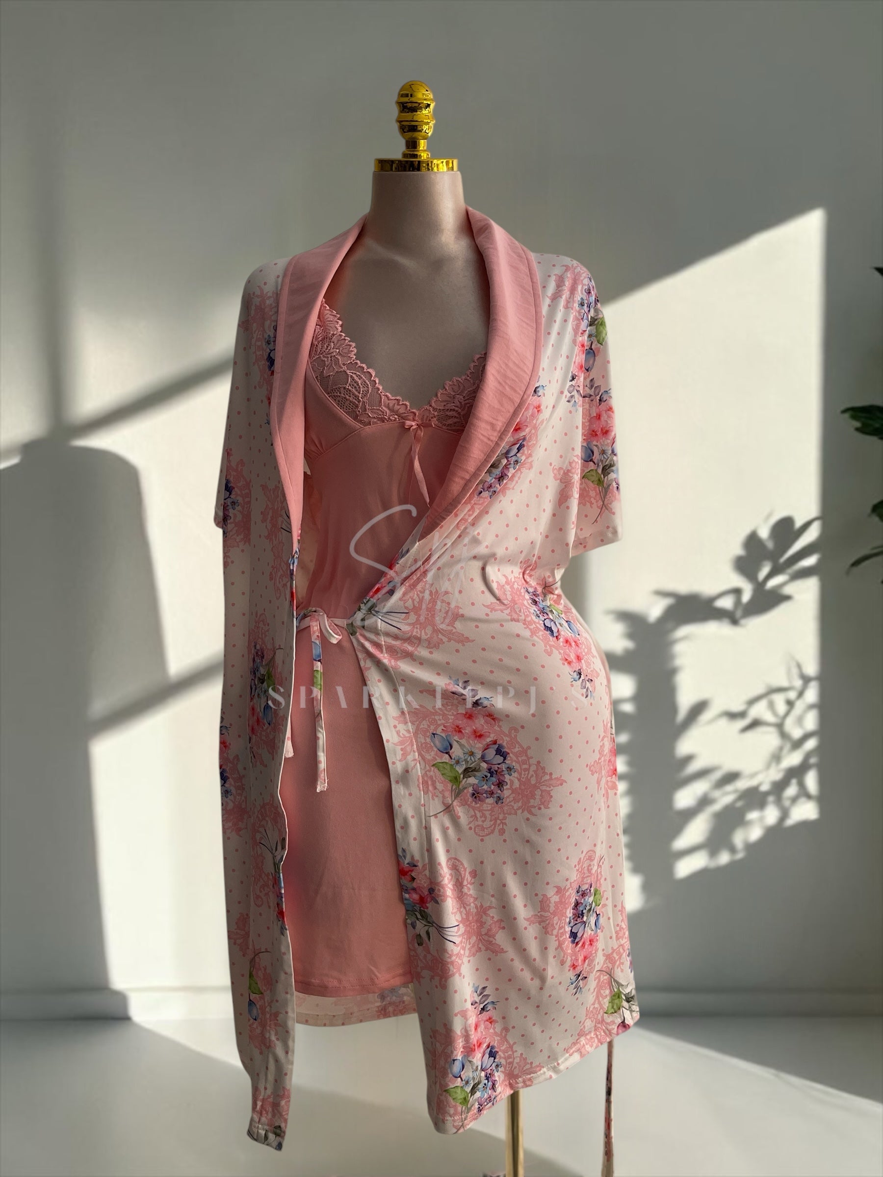 Floral Lace Nightdress & Robe Set