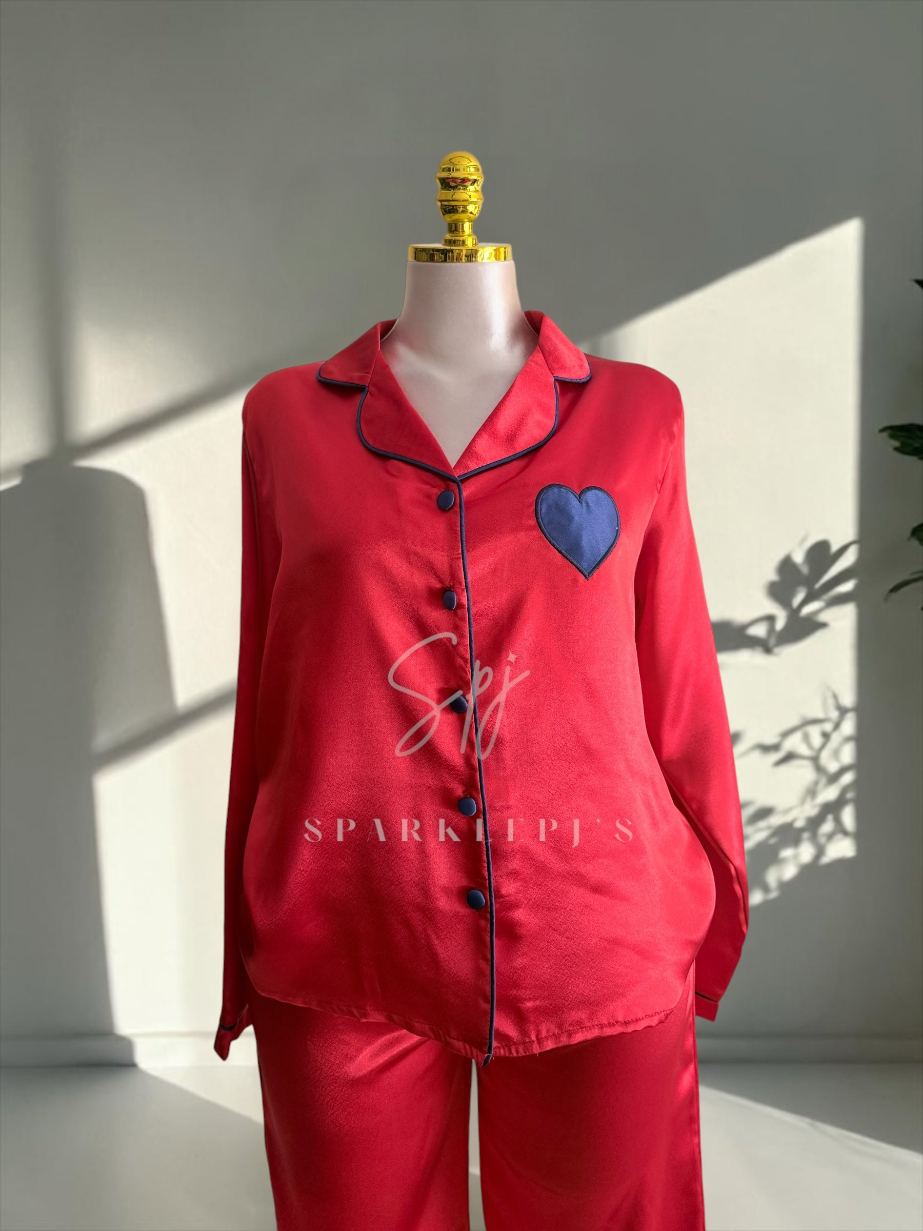 Heart Detail Satin Pajama