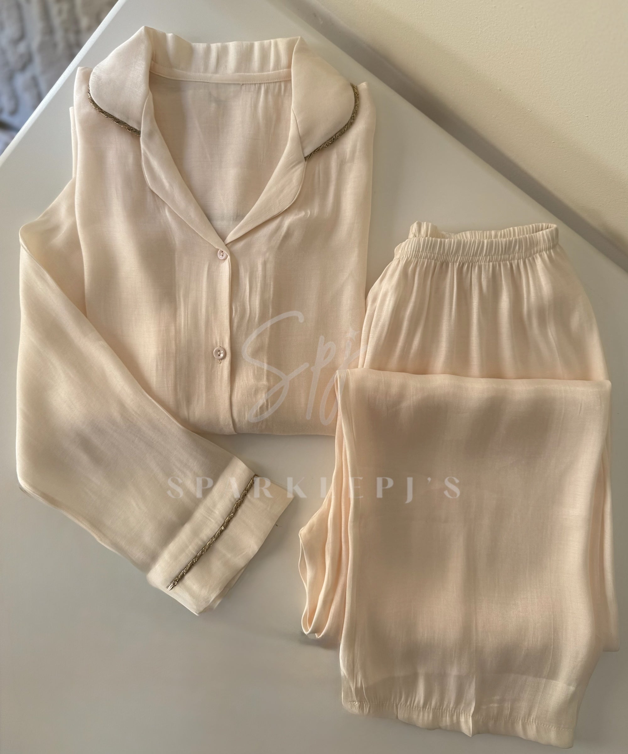 Champagne Satin Pajama Set