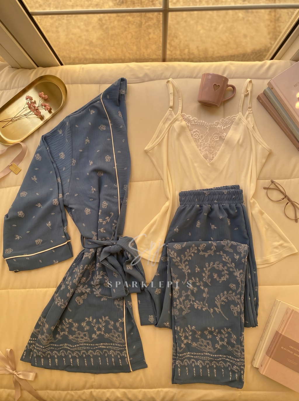 Blue Blossom 3-Piece Pajama Set