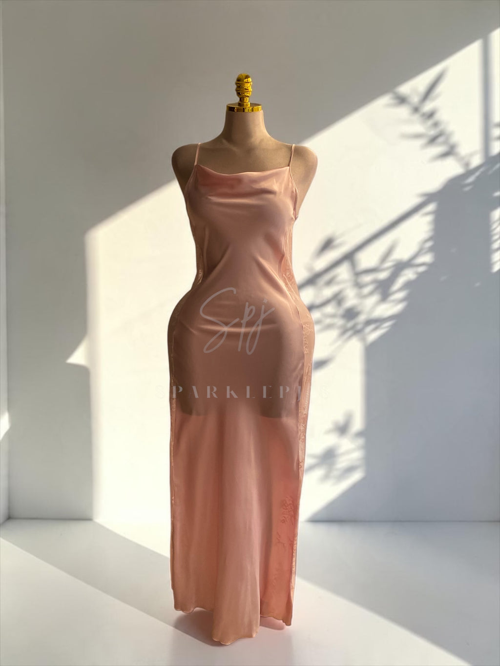 Long Satin Side Lace Nightwear