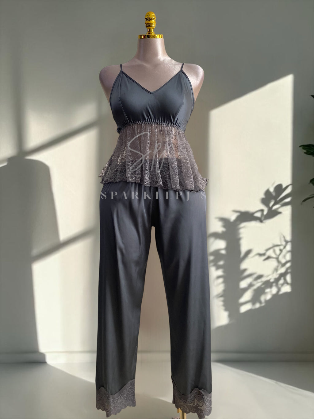 Elegant Lace 4-Piece Satin Set
