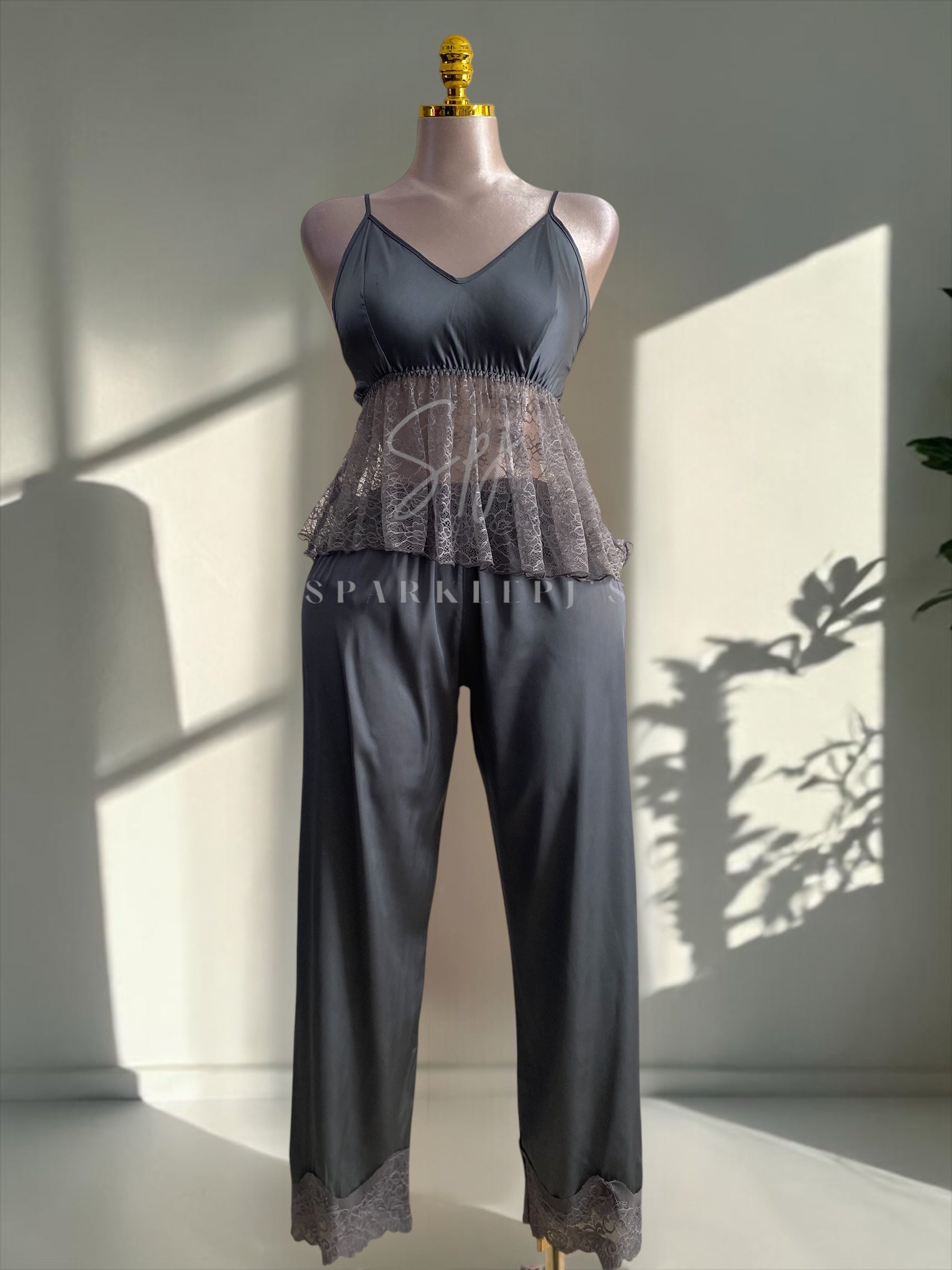 Elegant Lace 4-Piece Satin Set