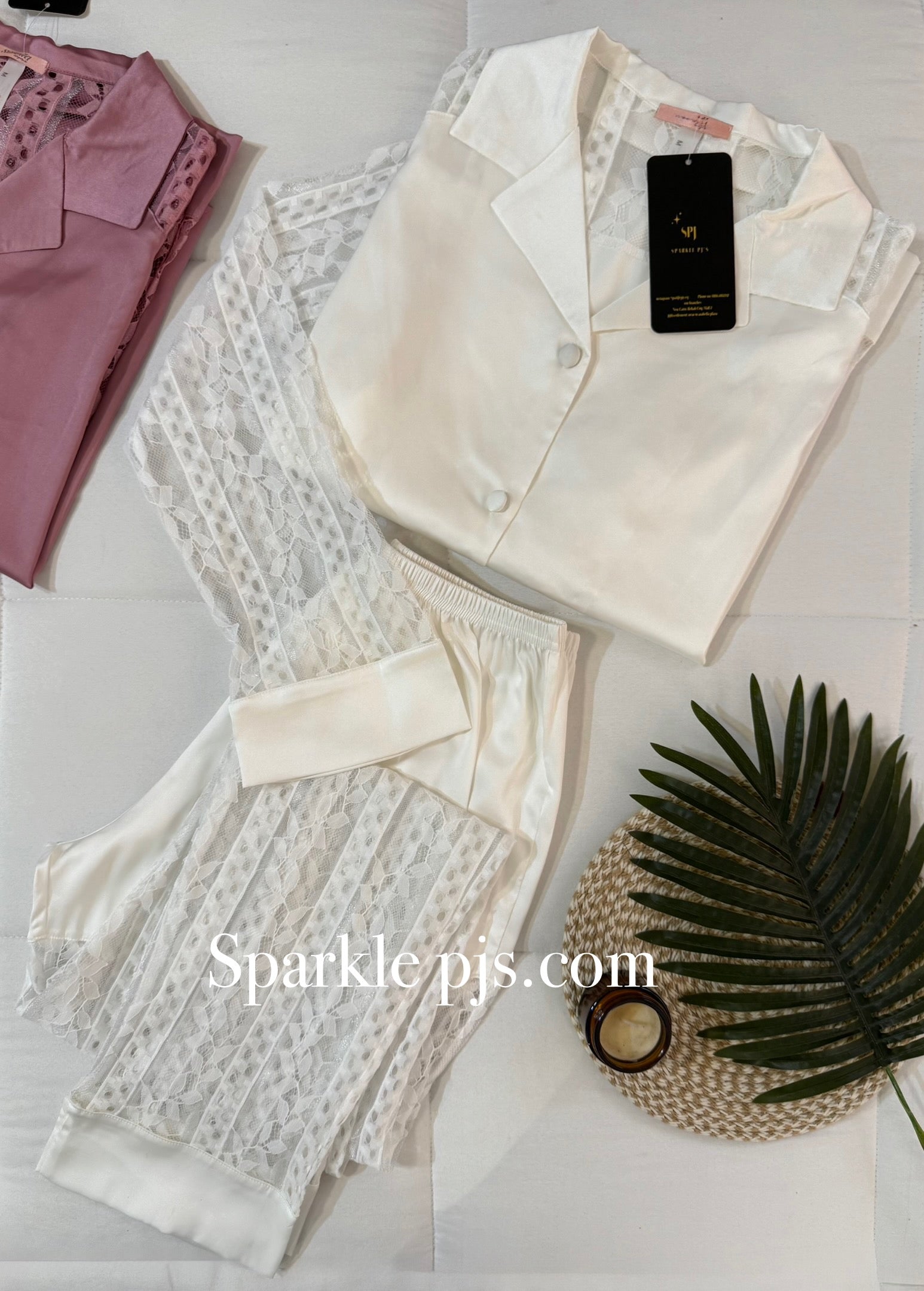 Matching lace-trimmed pants