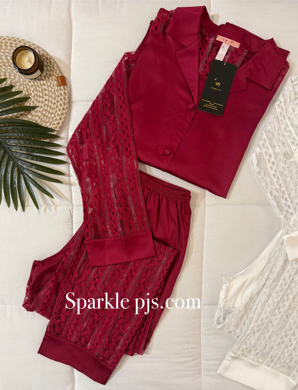 Matching lace-trimmed pants