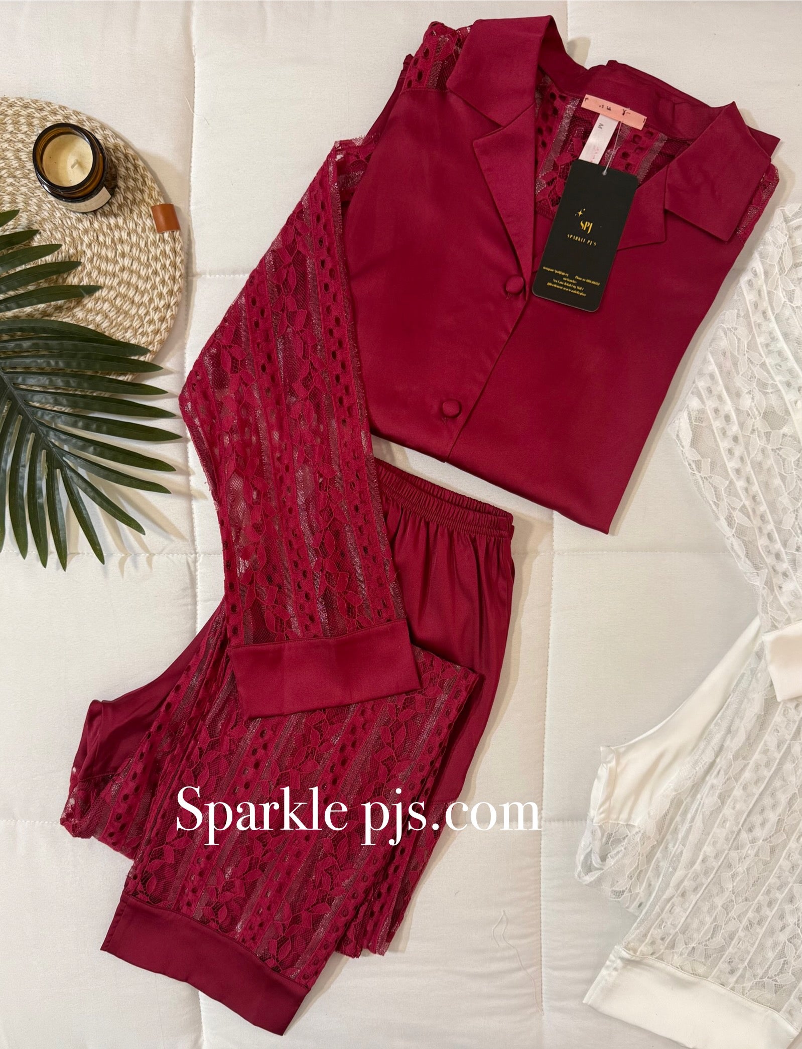 Matching lace-trimmed pants