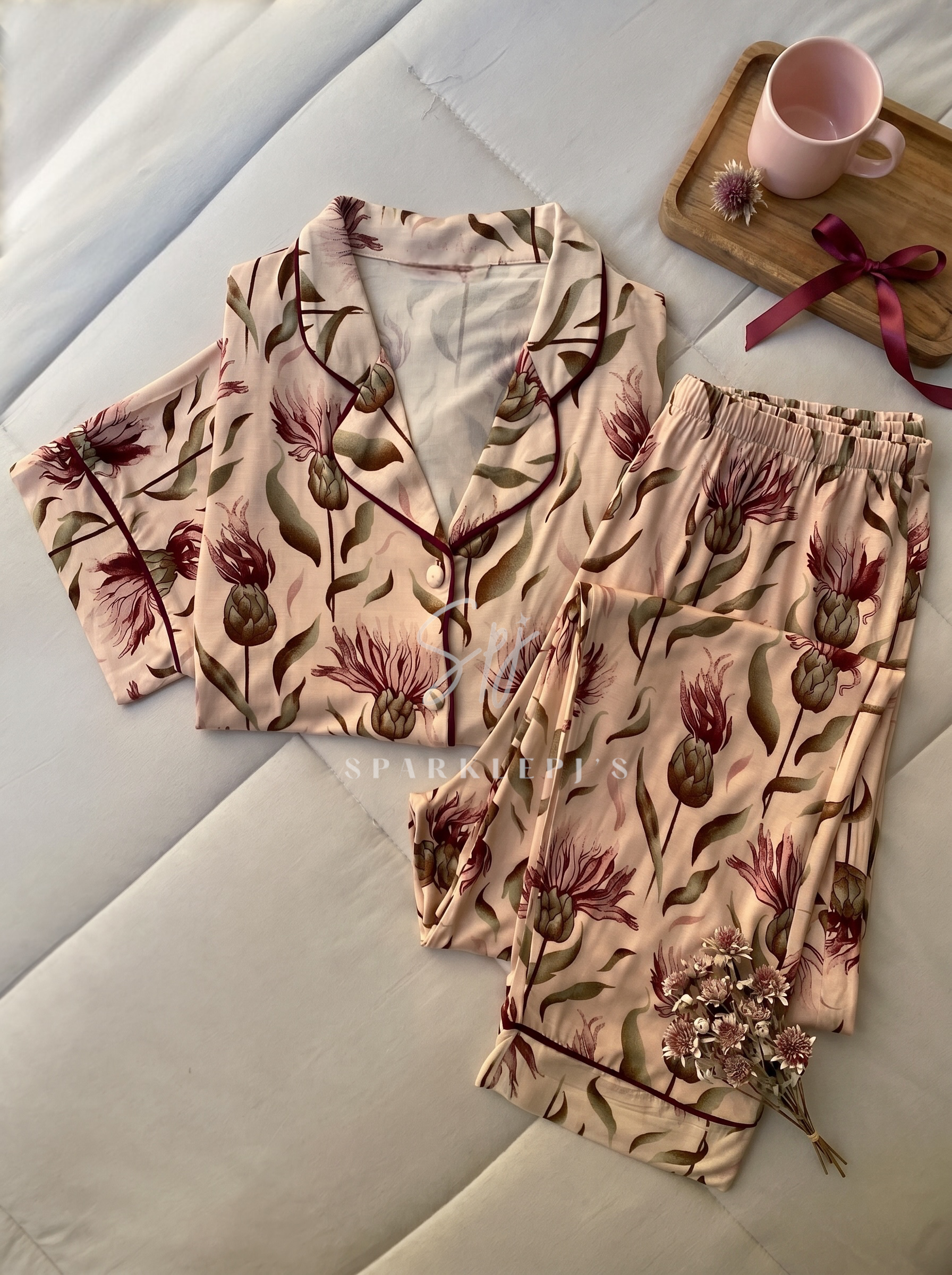 Burgundy Bloom Pajama Set