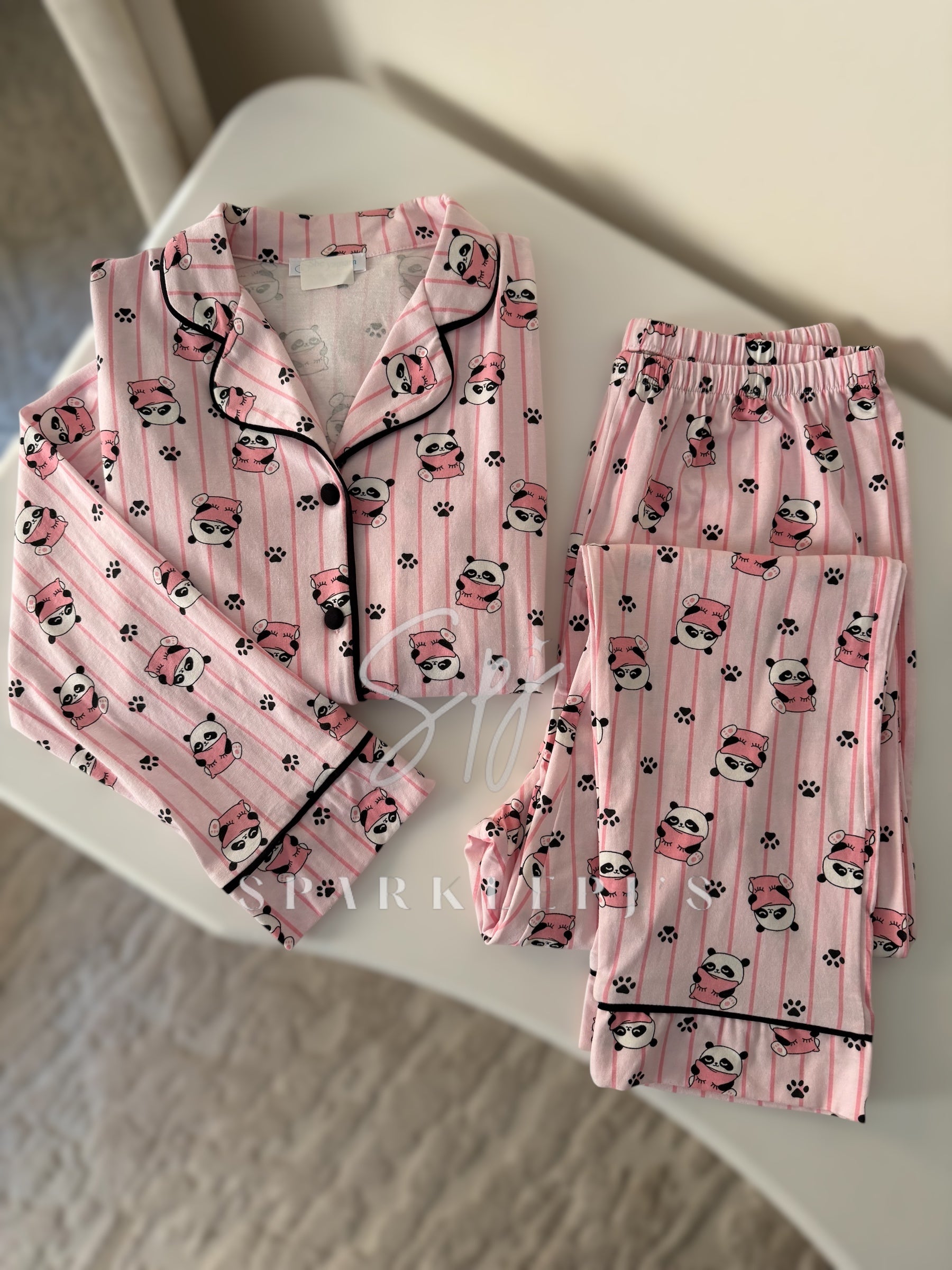 Pink Panda Pajama Long-sleeved Set