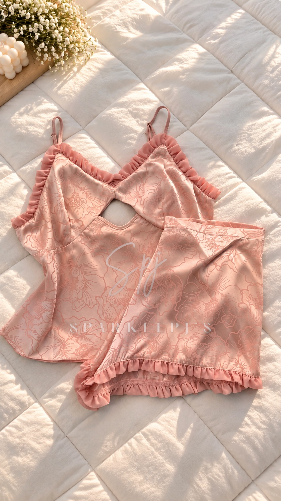 Mila Ruffle Satin Set