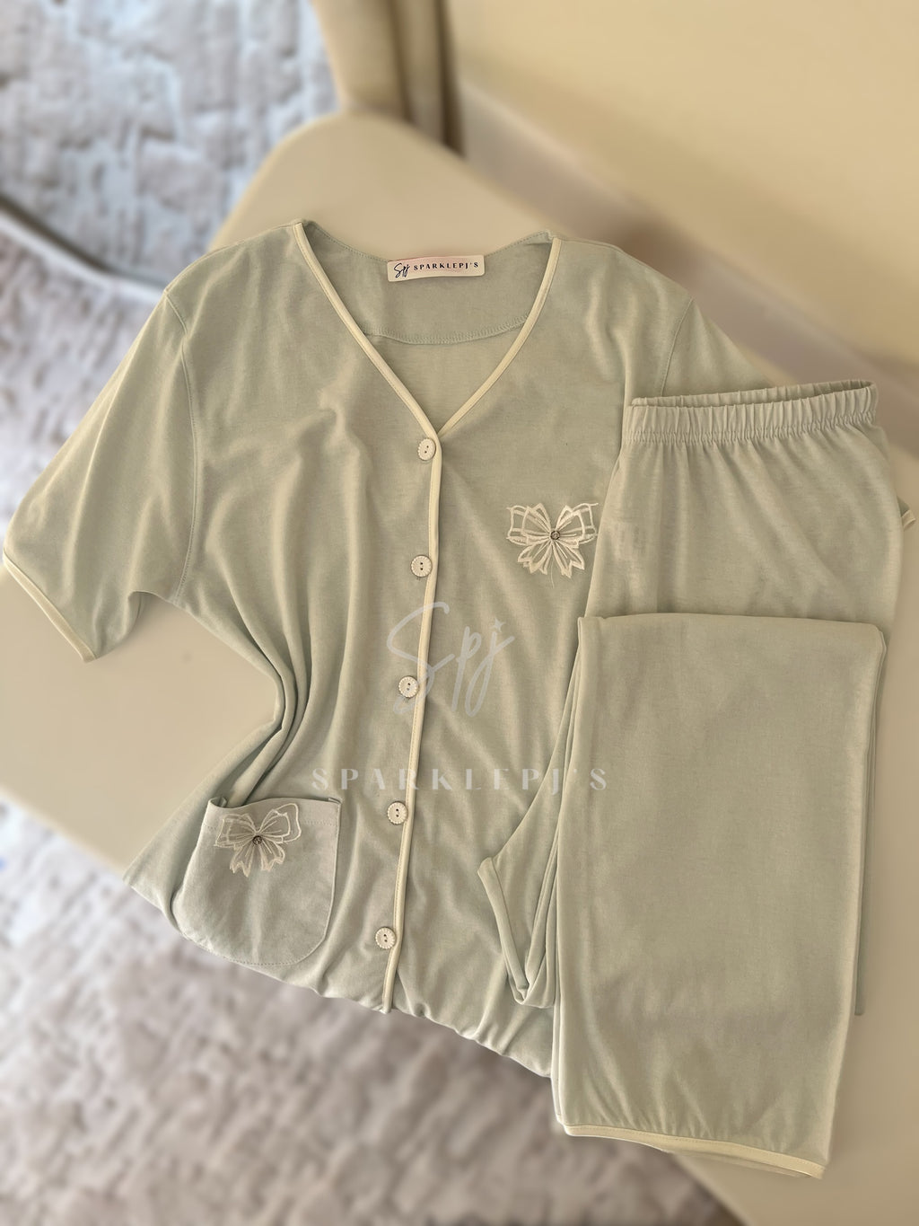 Cozy Bow Lounge Set (Short-Sleeve)