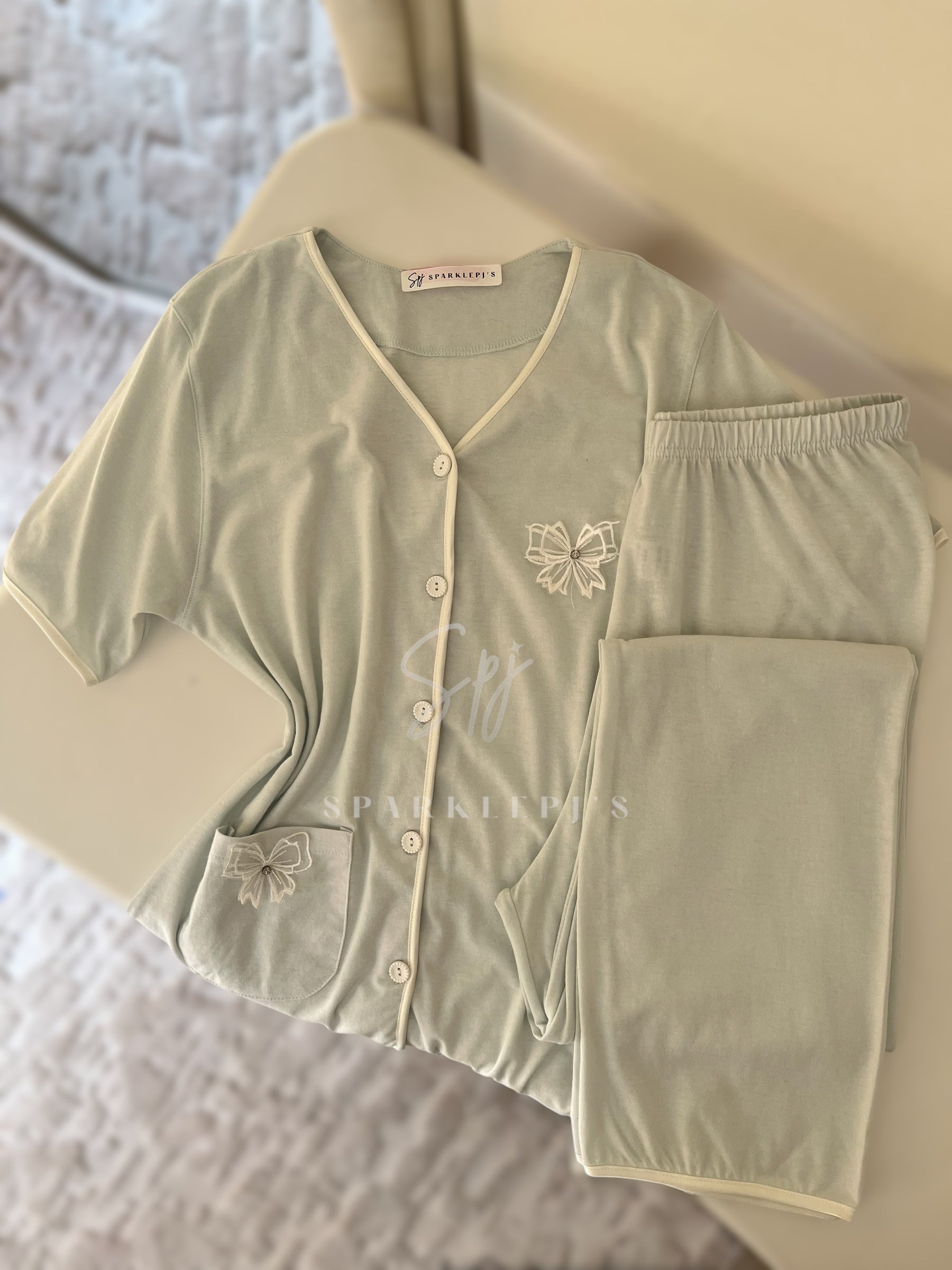 Cozy Bow Lounge Set (Short-Sleeve)