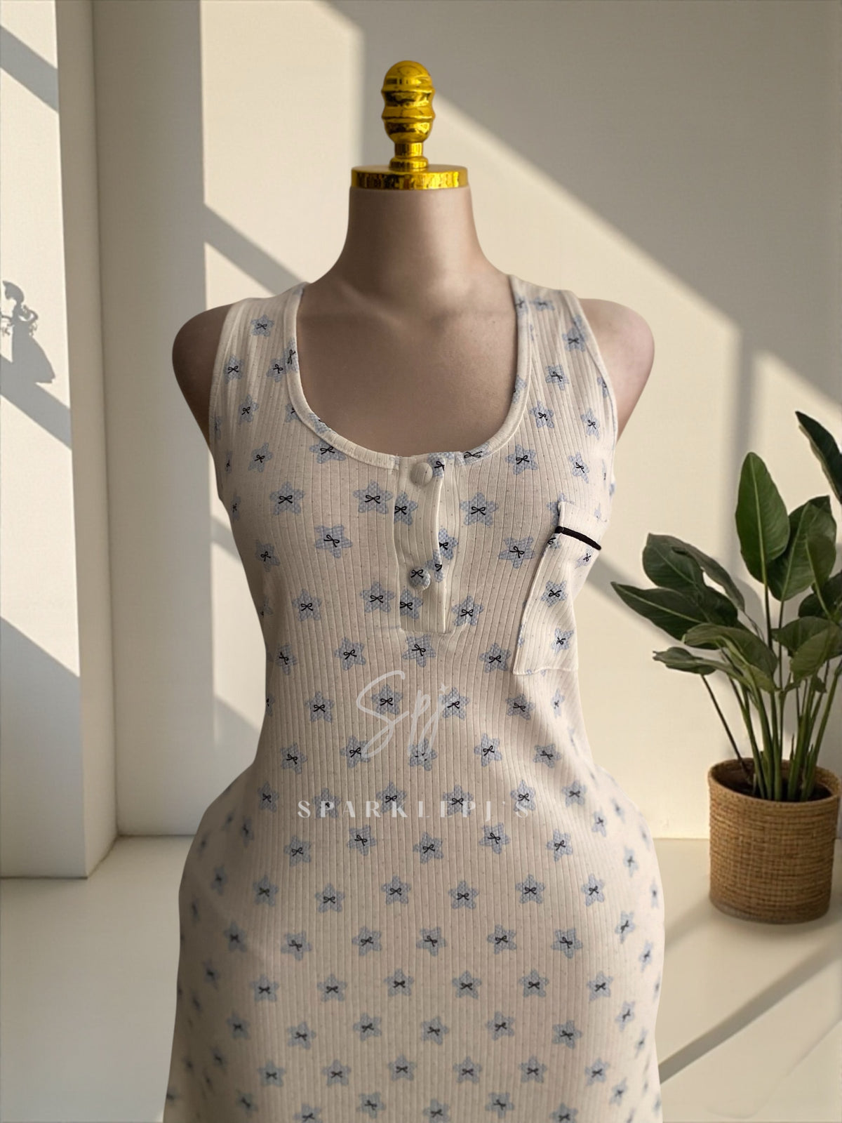 Sweet Bow Ribbed Nightshirt