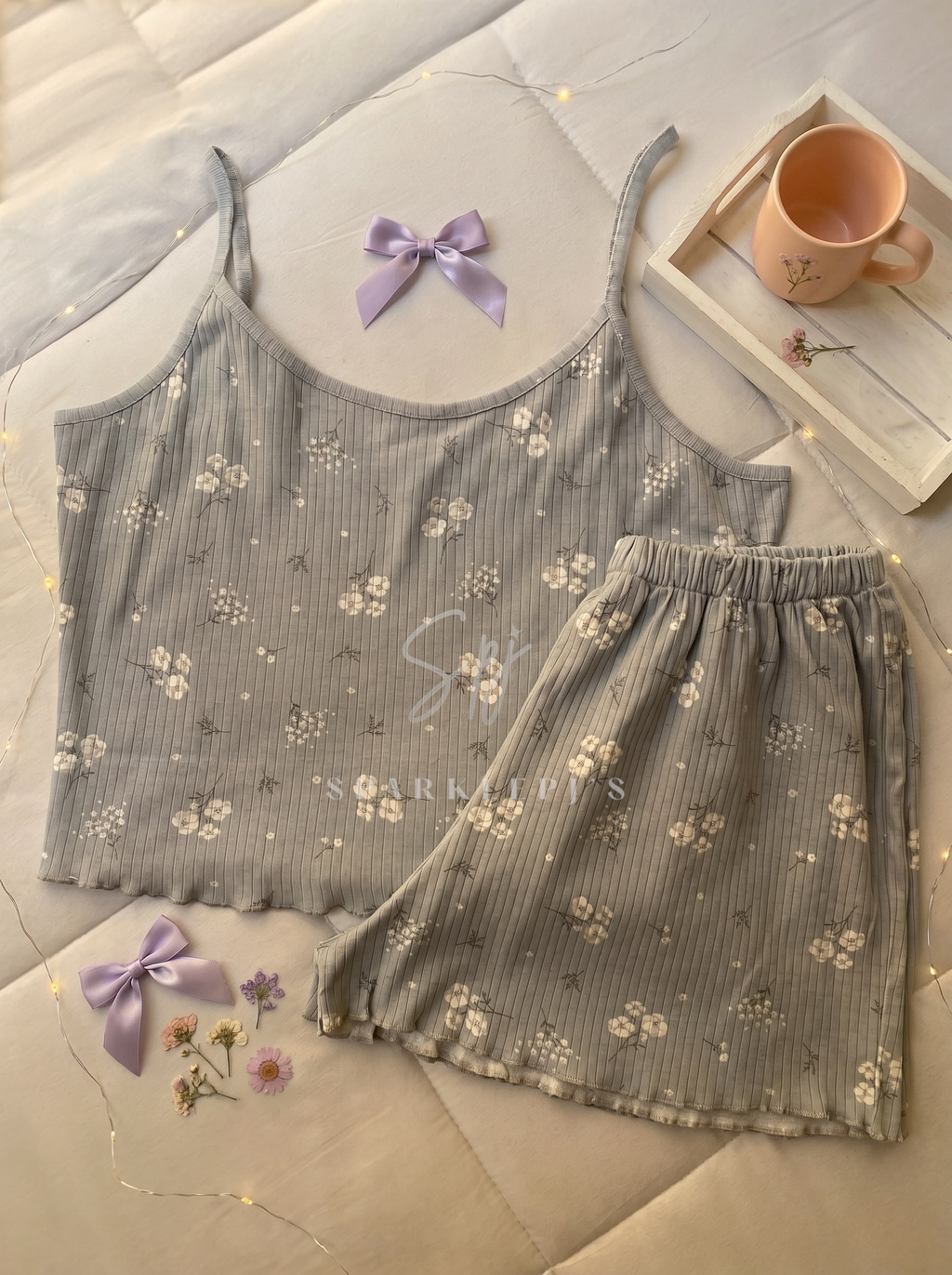 Soft Bloom Ribbed Short Pajama Set