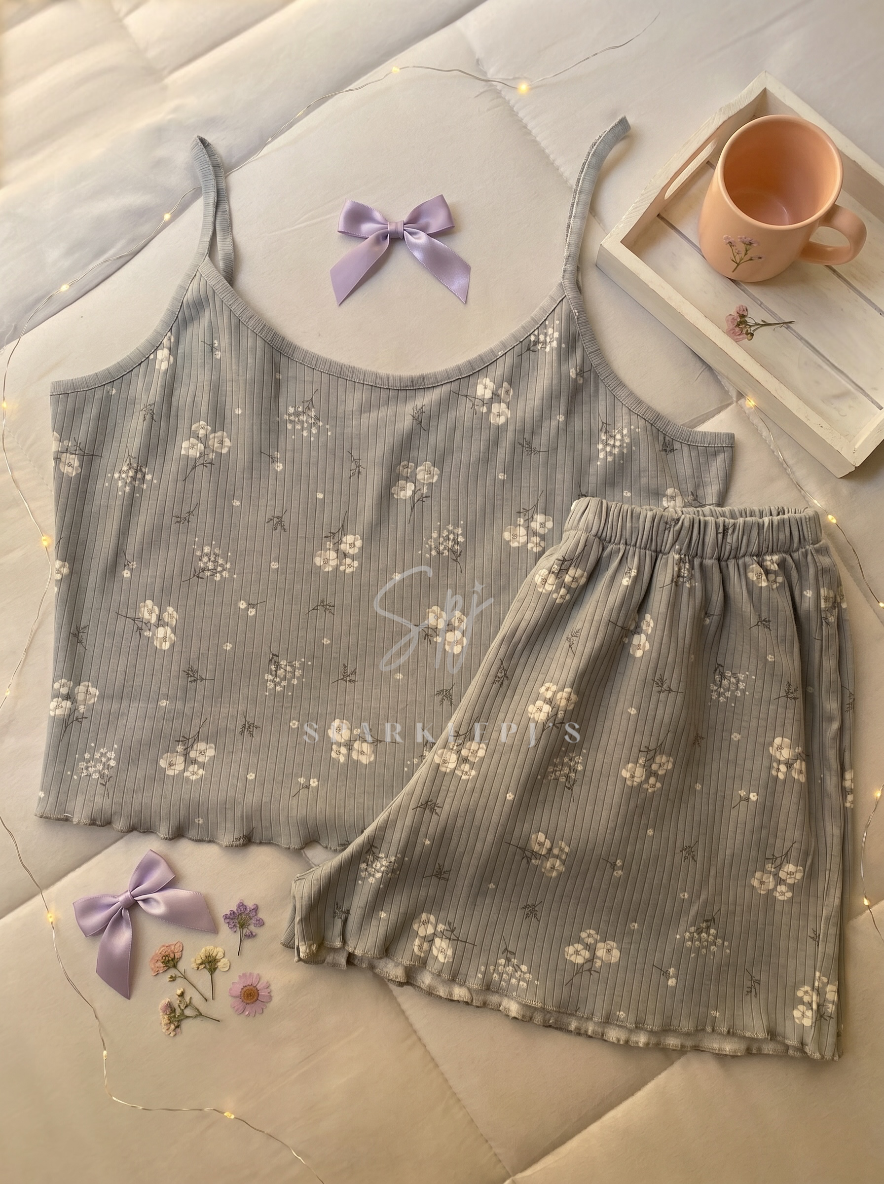 Soft Bloom Ribbed Short Pajama Set