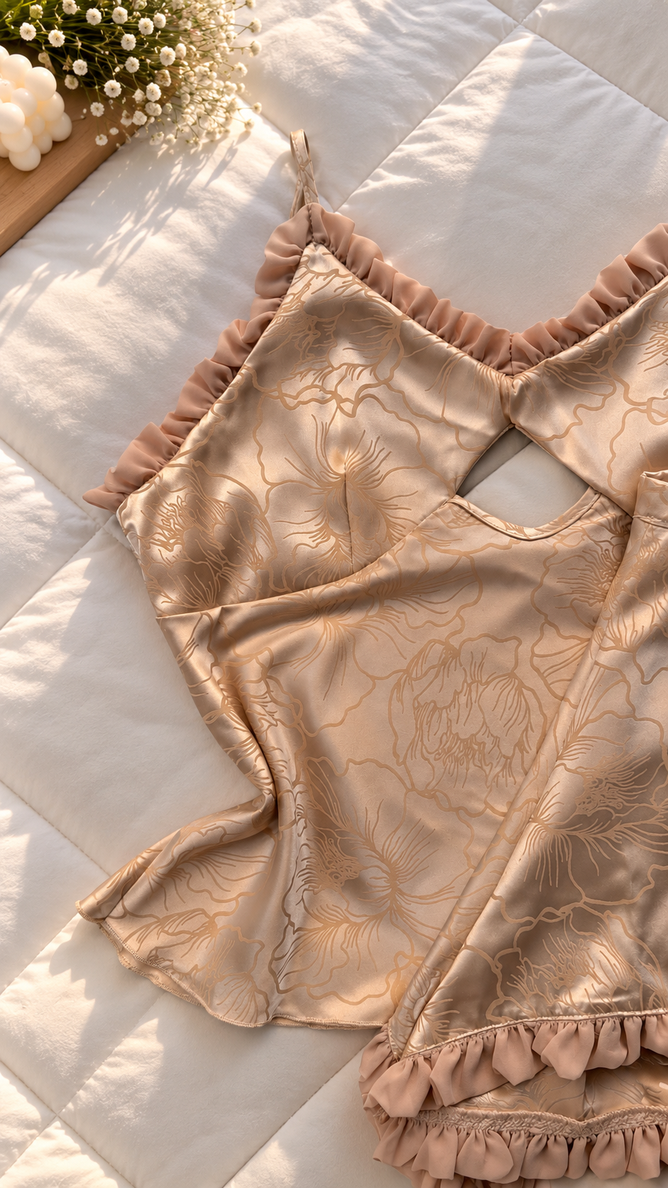 Mila Ruffle Satin Set