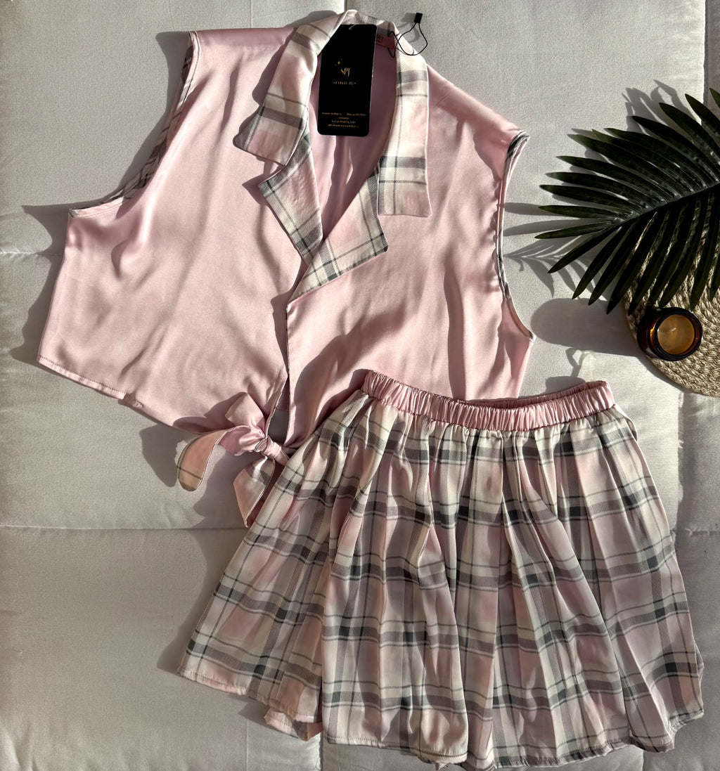 Plaid Charm skirt Set