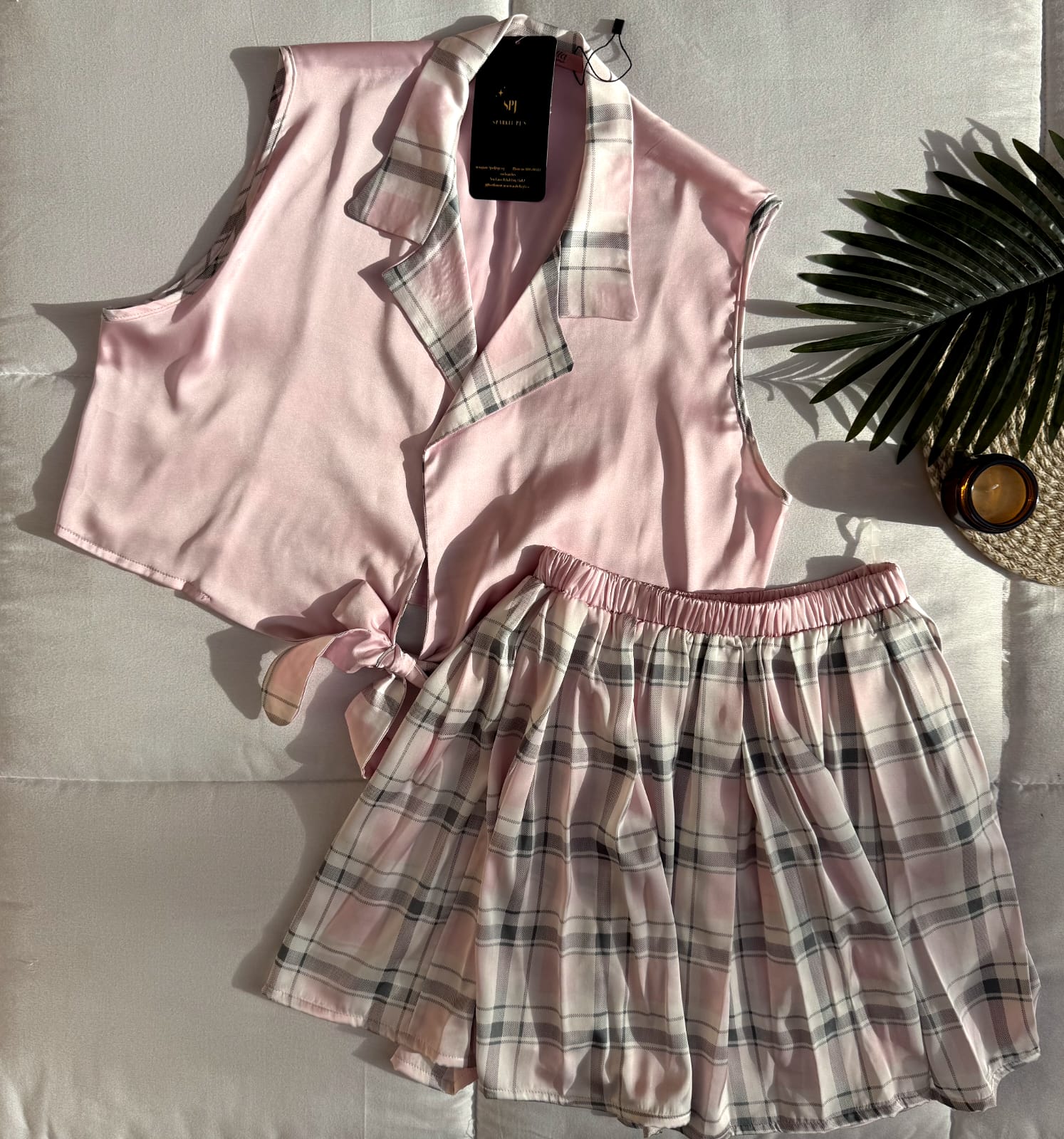Plaid Charm skirt Set