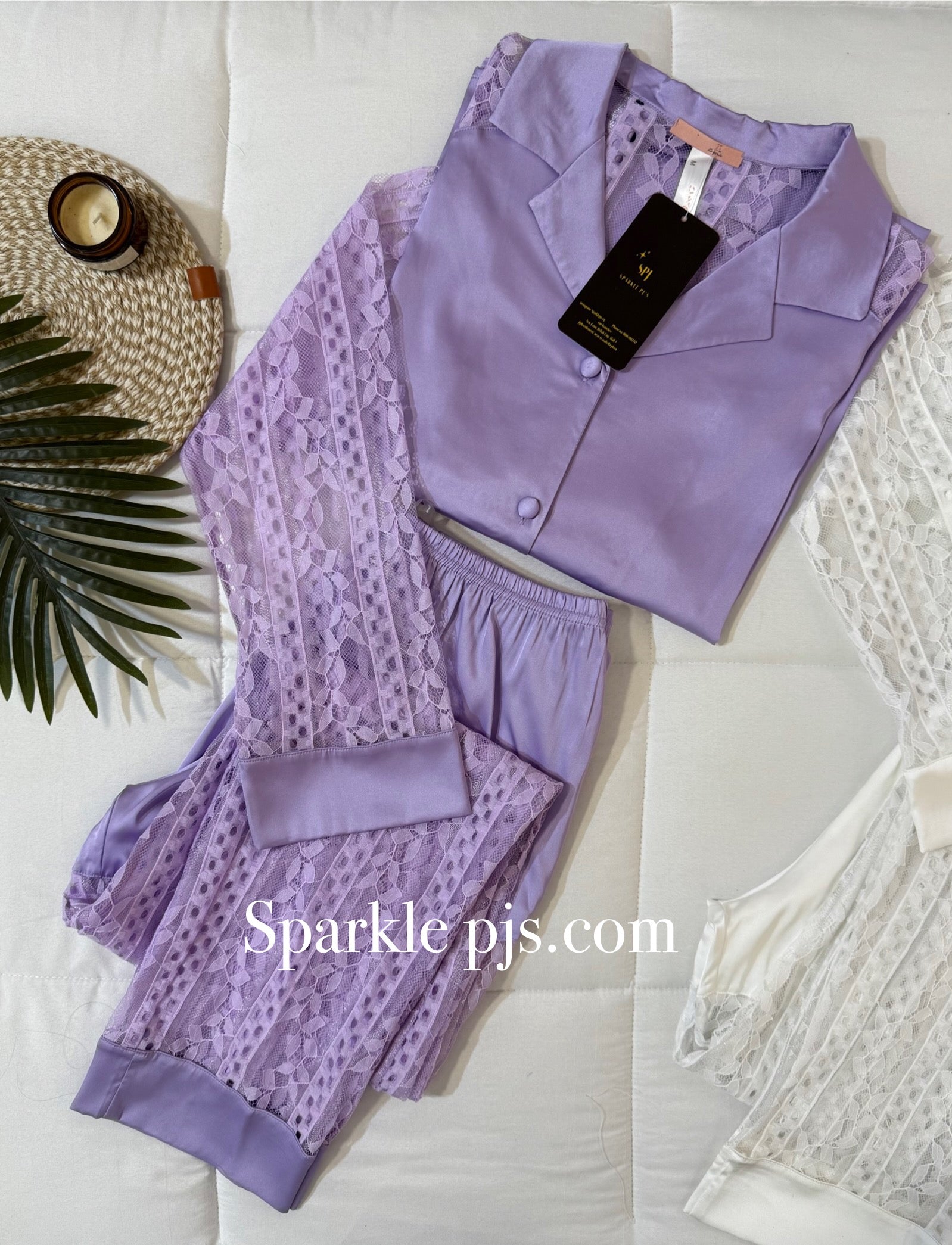 Matching lace-trimmed pants
