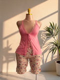 Blush Bloom Tie-Front Pajama Set