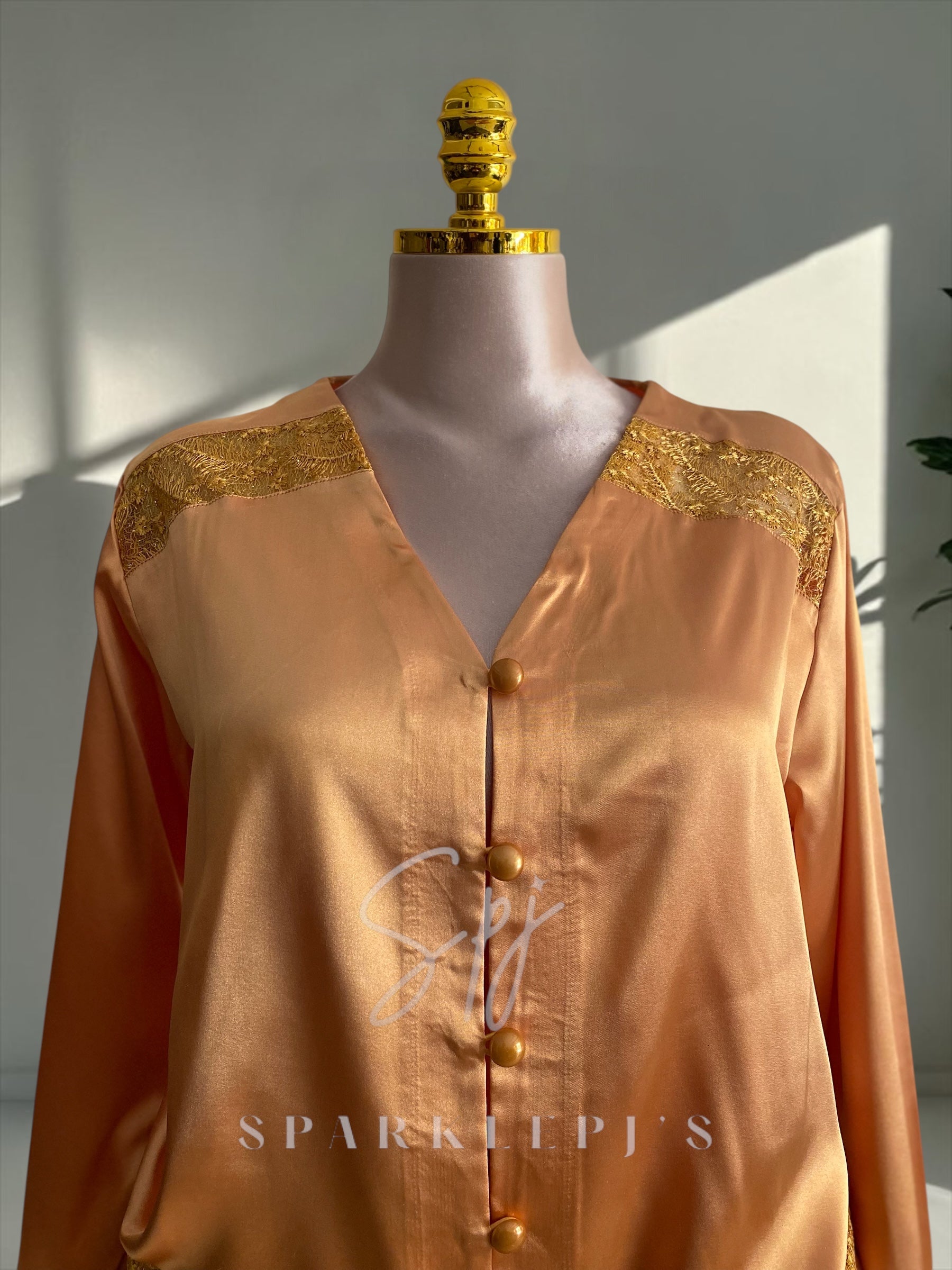Elegant Satin Lace Pajama Set