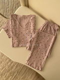 Ribbed Floral Sleepwear (Short-Sleeve)