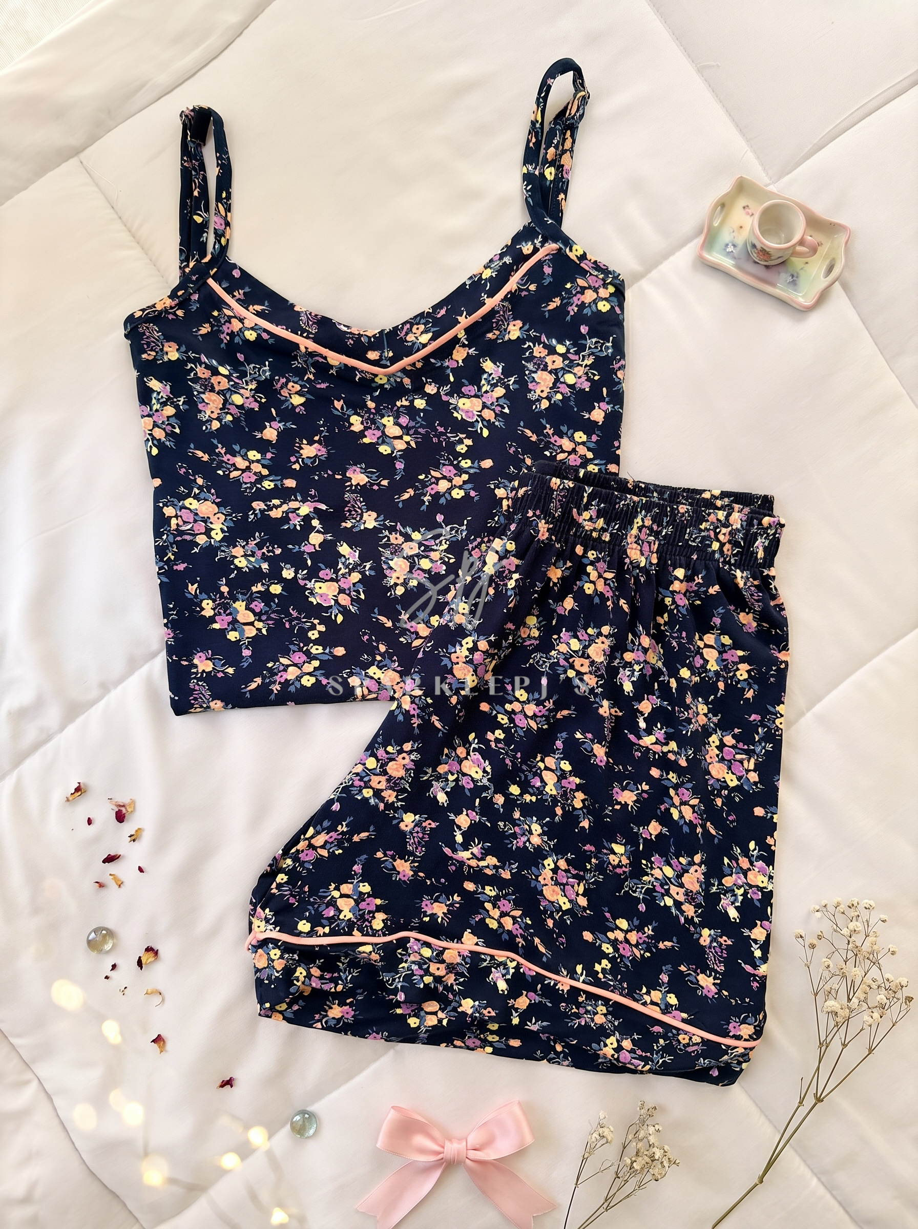 Midnight Blossom Pajama Set (Short)