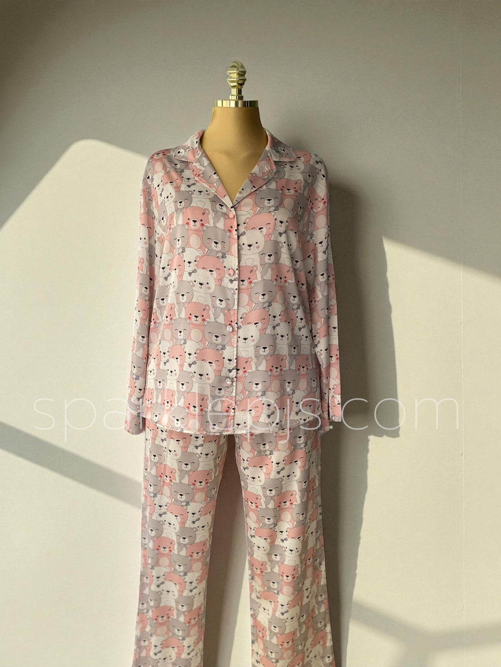 "Blush Bear" Silken Pajamas