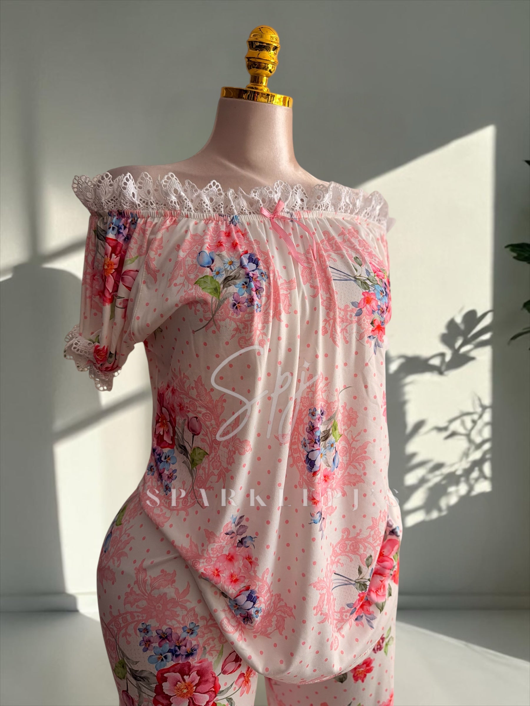 Floral Off-Shoulder Pajama Set